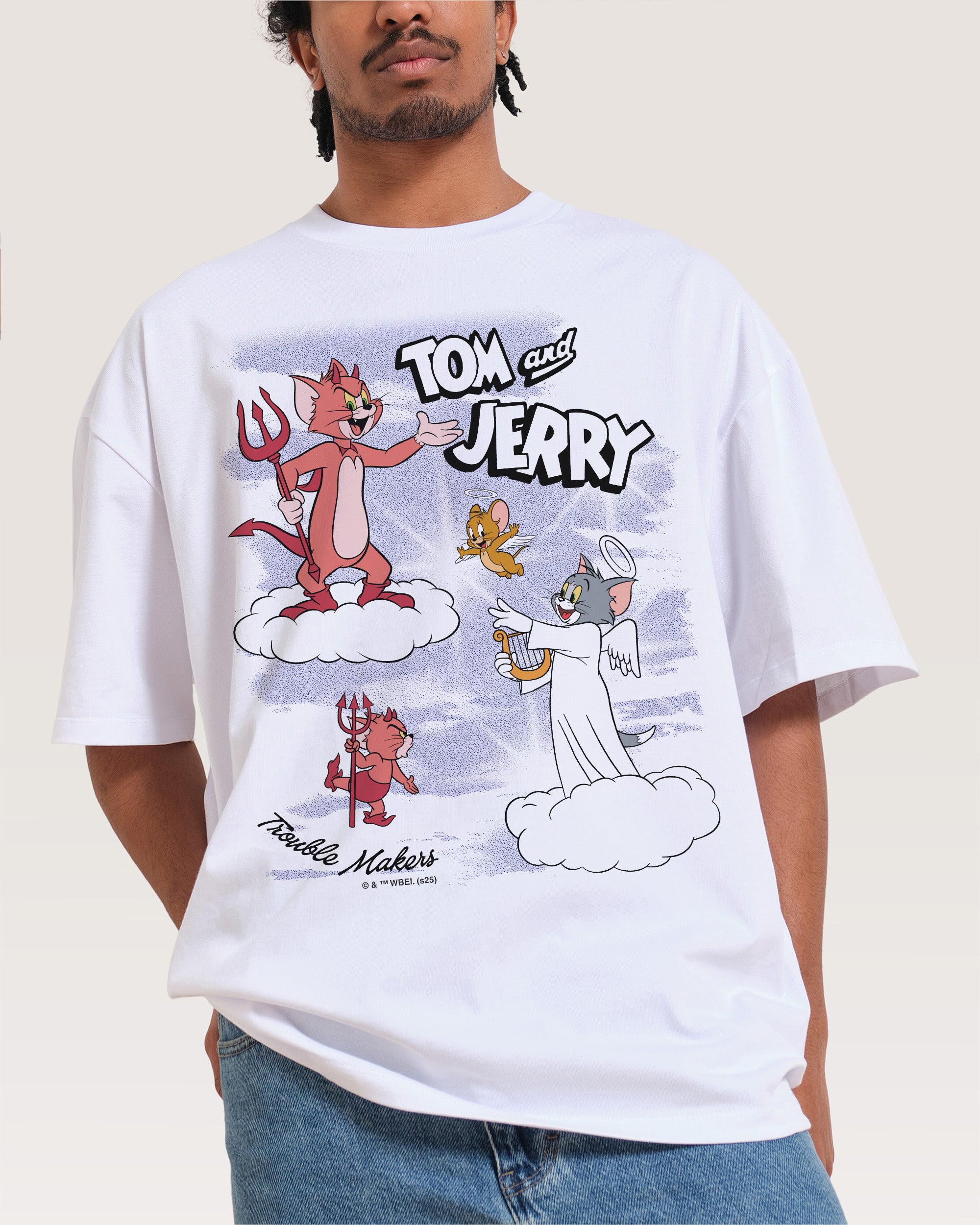 Heaven and Hell White Oversized Tee