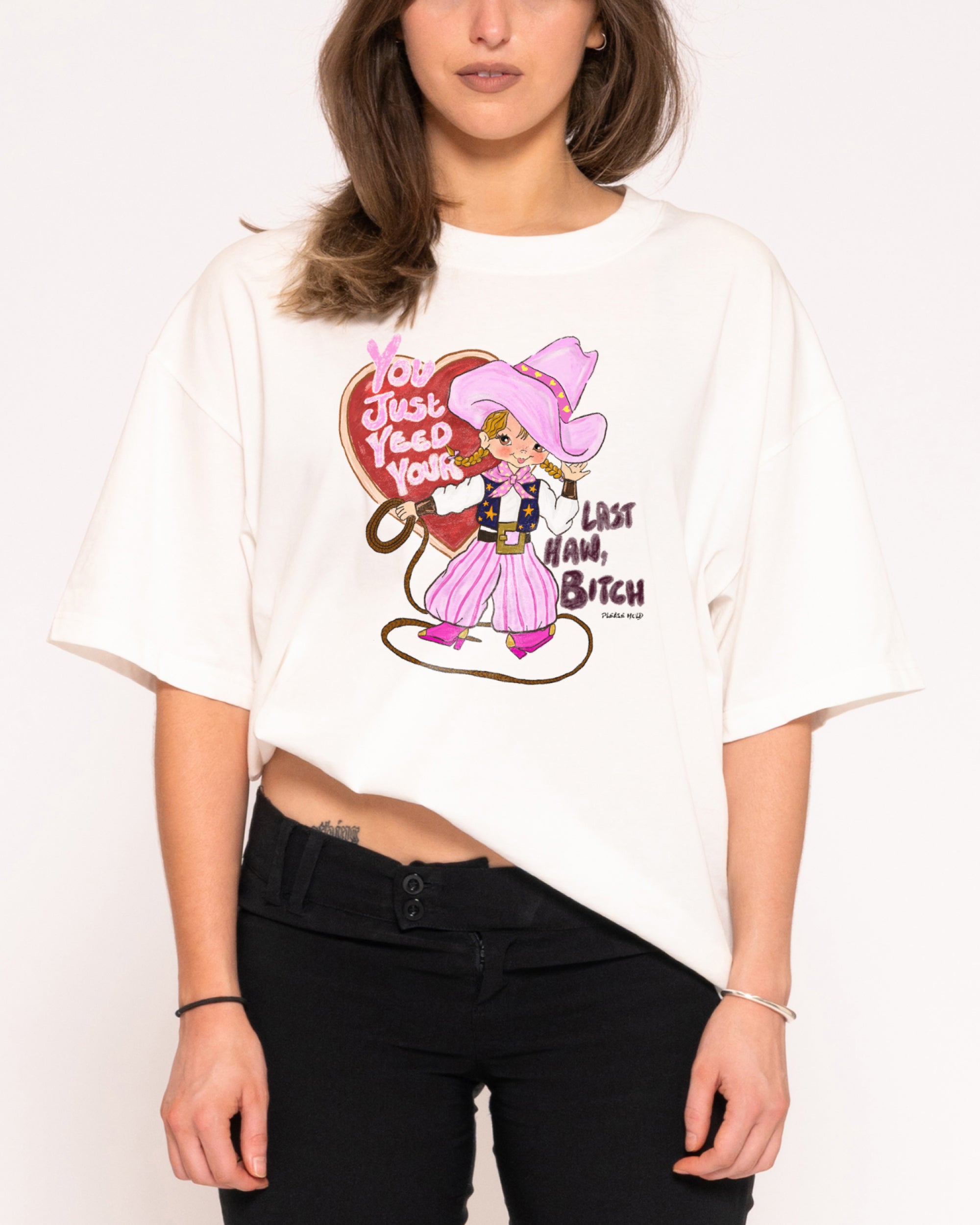Yeed Your Last Haw White Boxy Crop Tee
