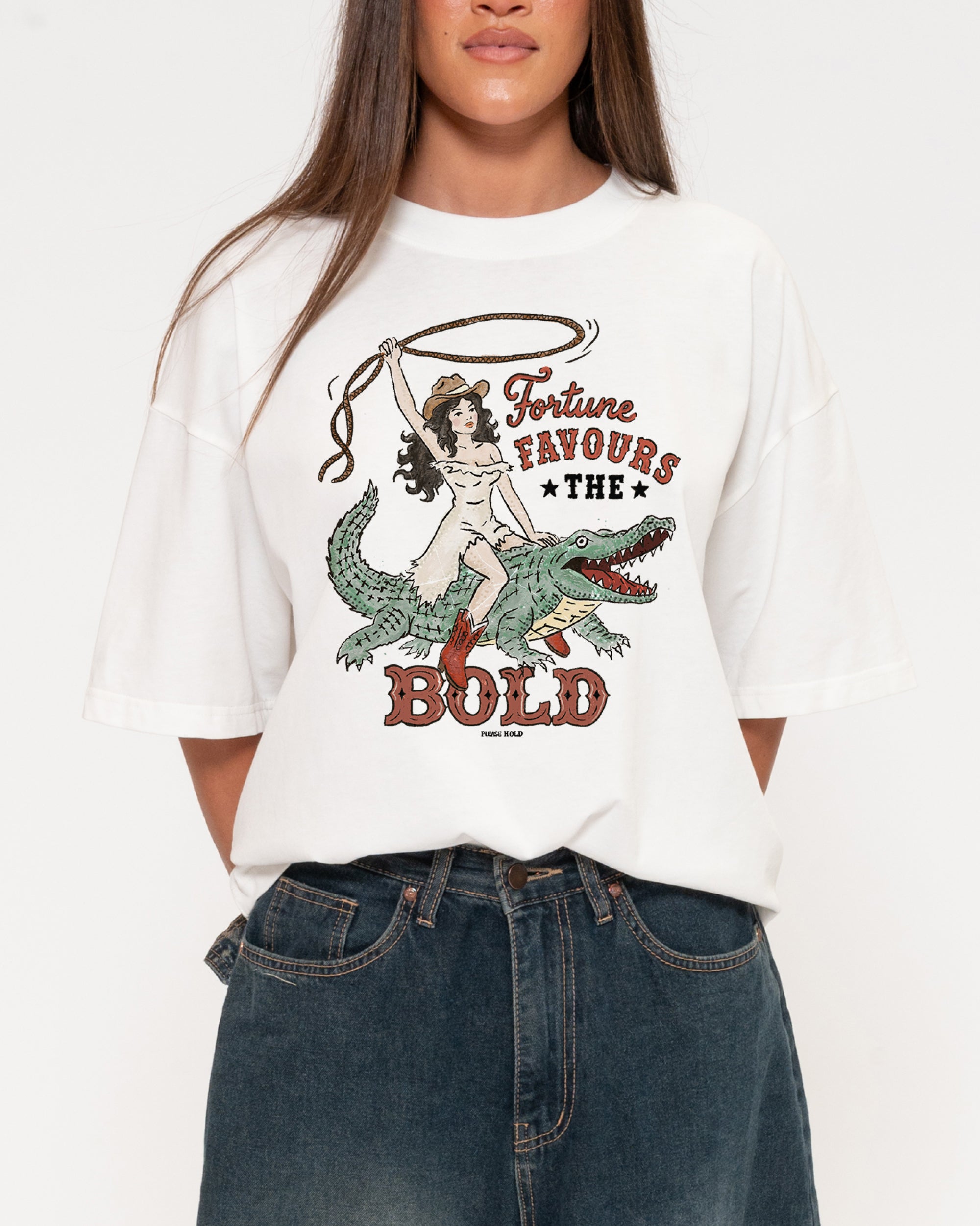 Fortune Favours The Bold White Boxy Crop Tee