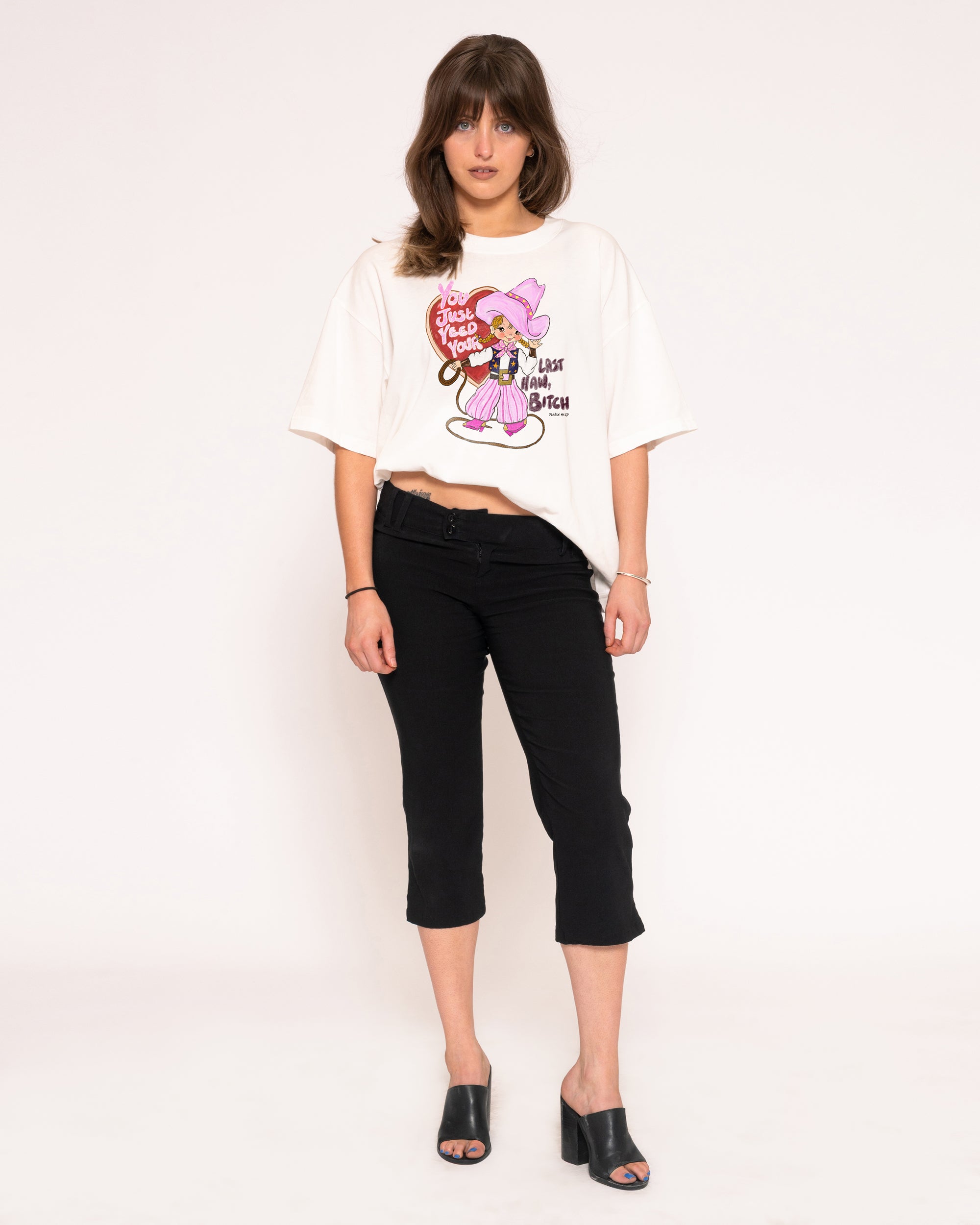 Yeed Your Last Haw White Boxy Crop Tee