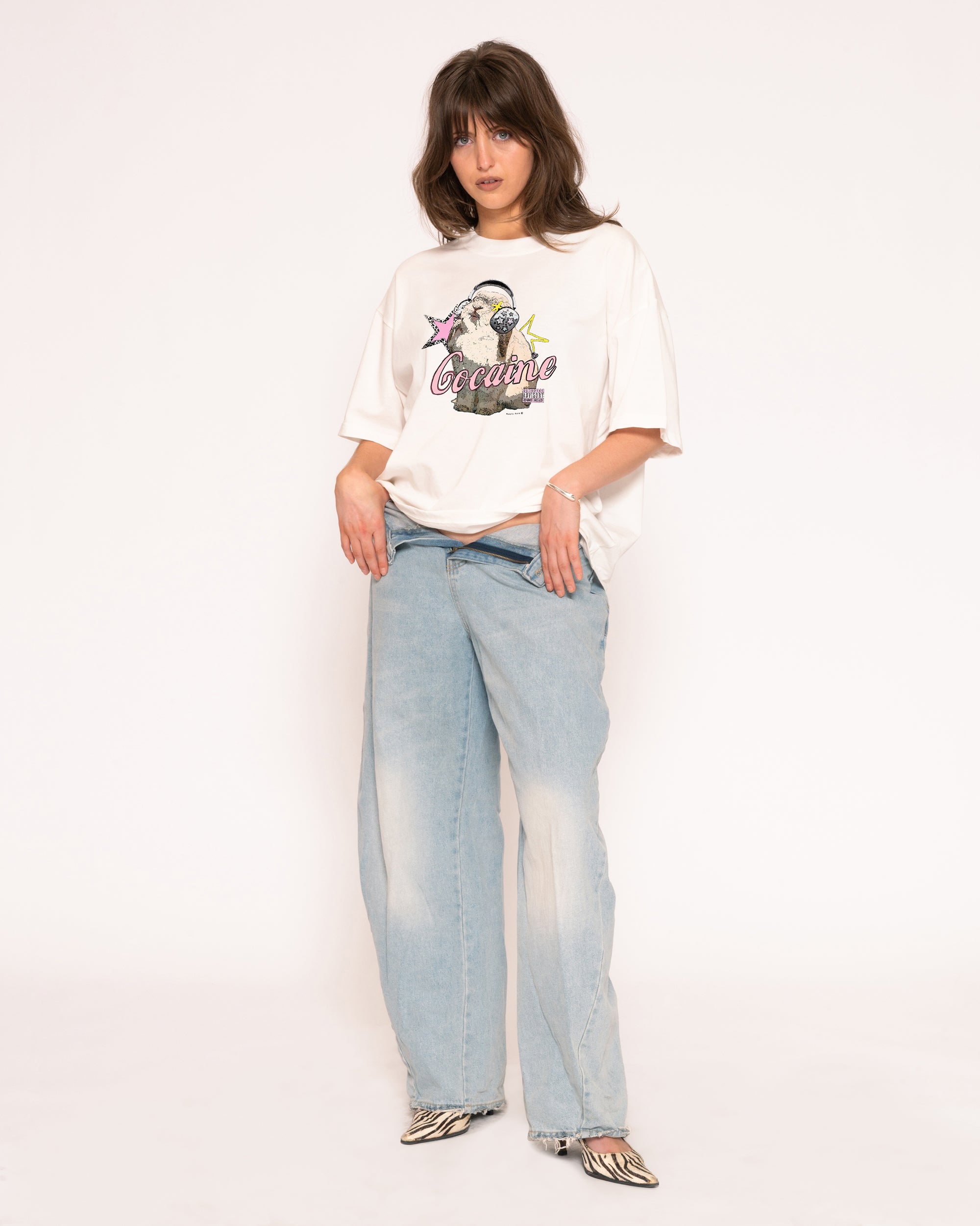 Euphoria Bunny White Boxy Crop Tee