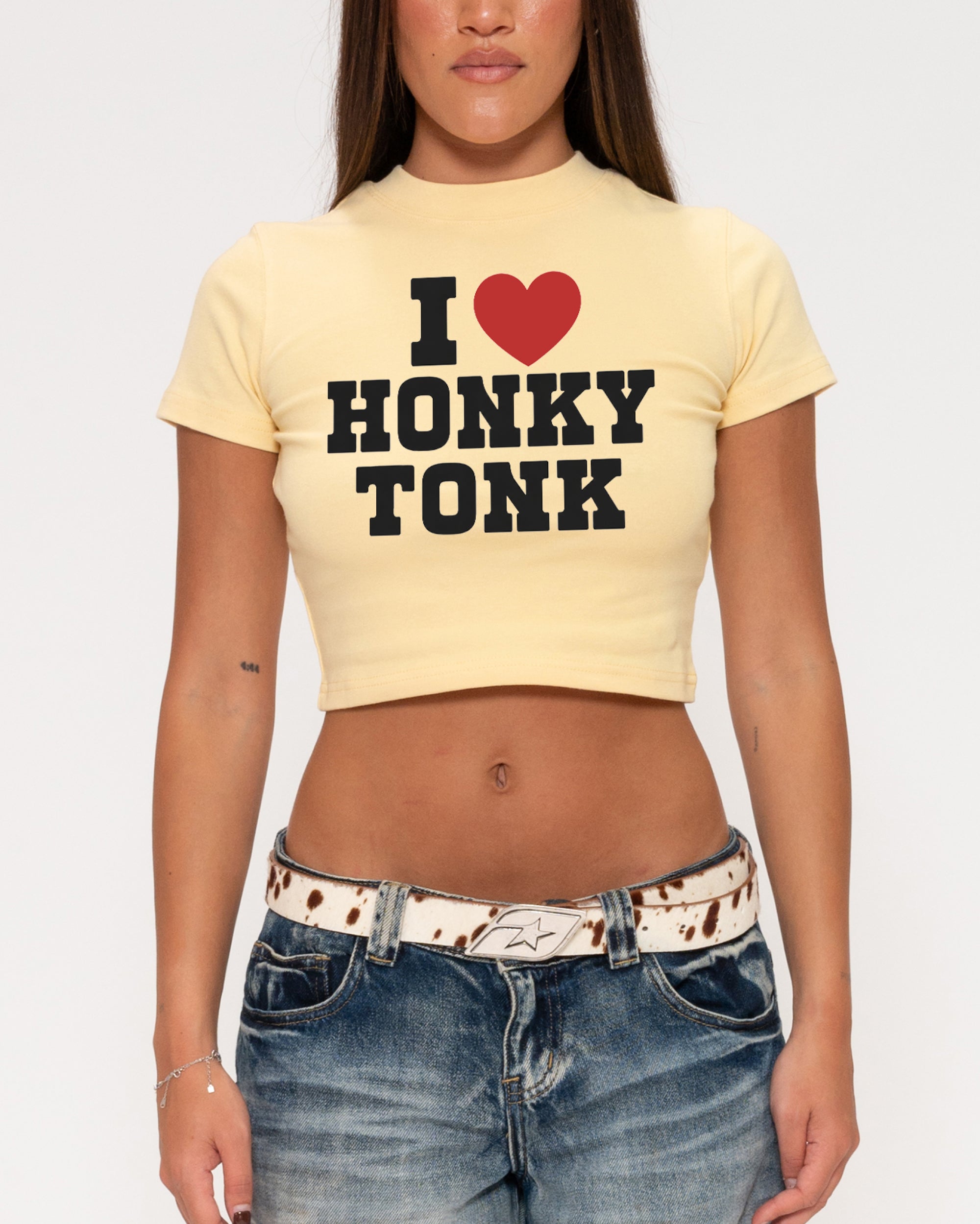I Love Honky Tonk Yellow Baby Tee