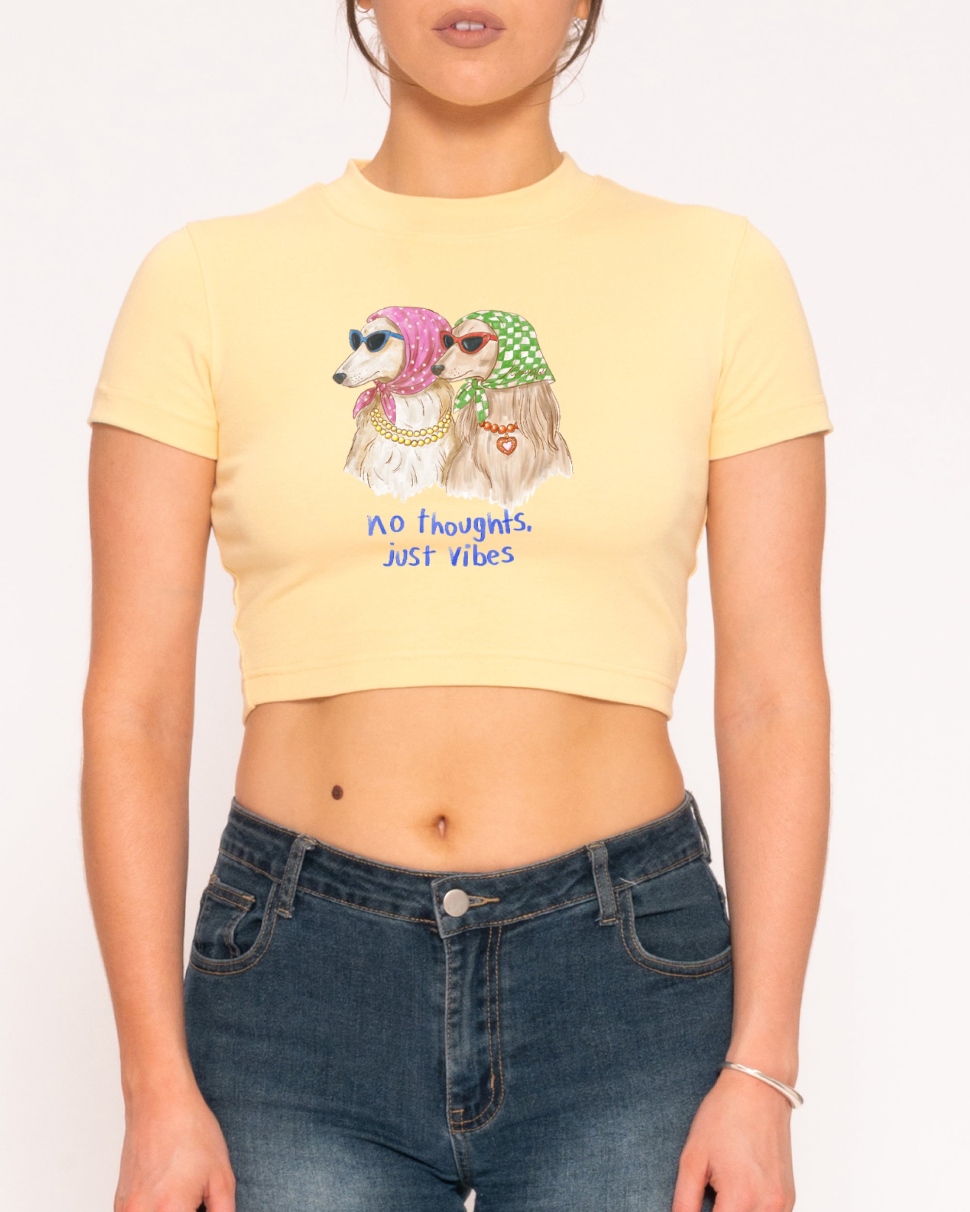 No Thoughts, Just Vibes Yellow Baby Tee
