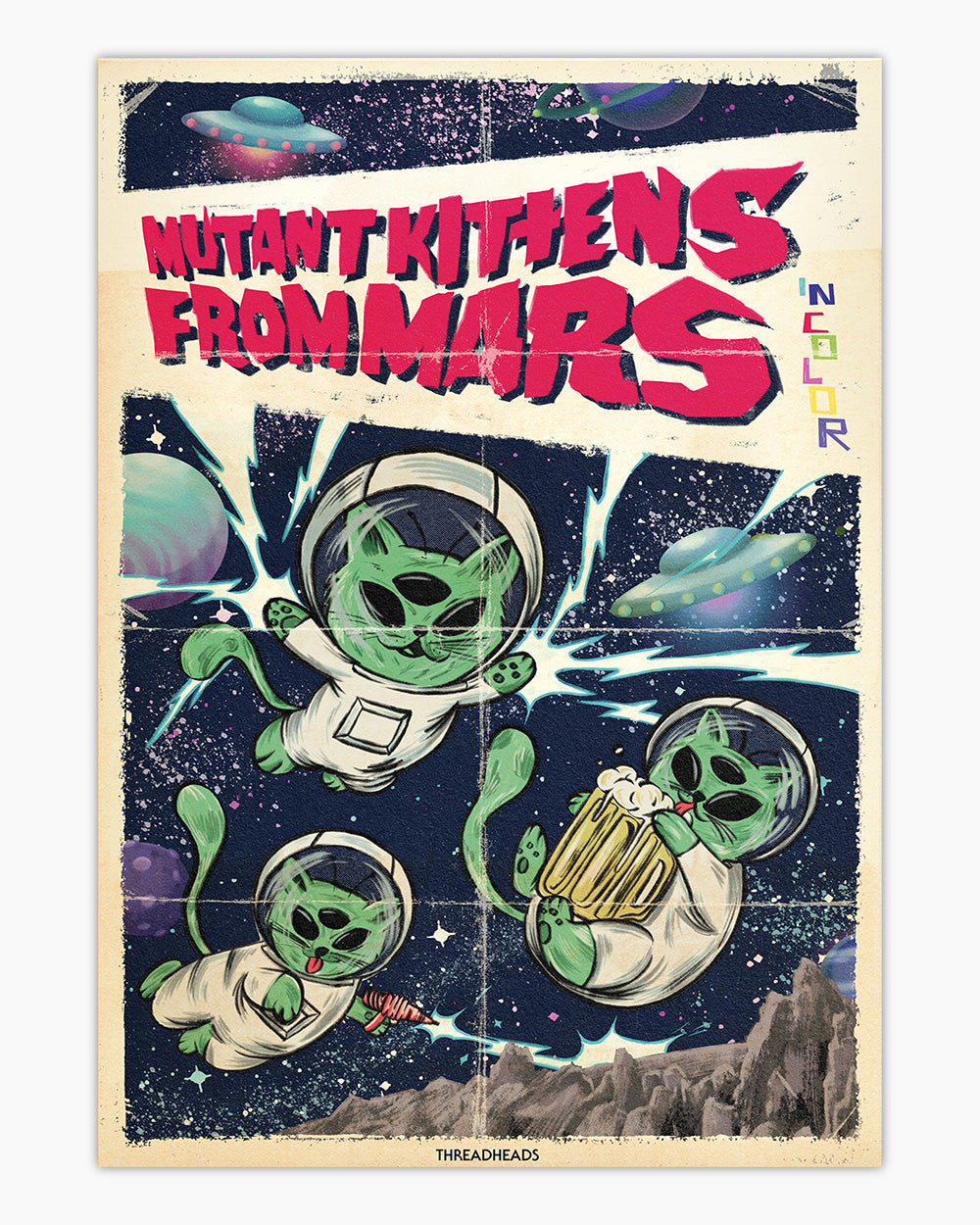 Mutant Kittens from Mars Art Print Threadheads Exclusive