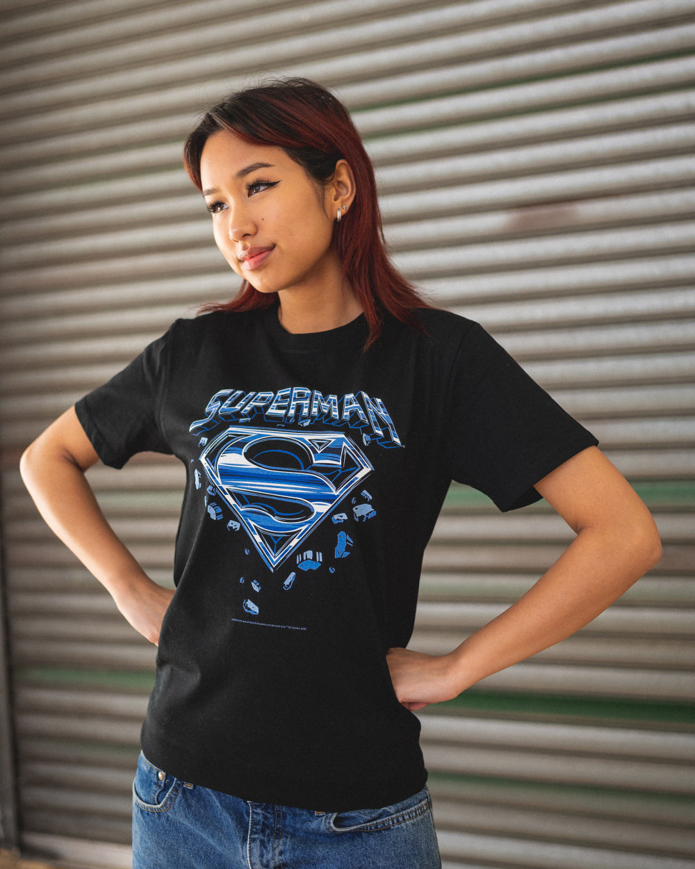 Superman Man Of Steel Chrome Logo T-Shirt Australia Online