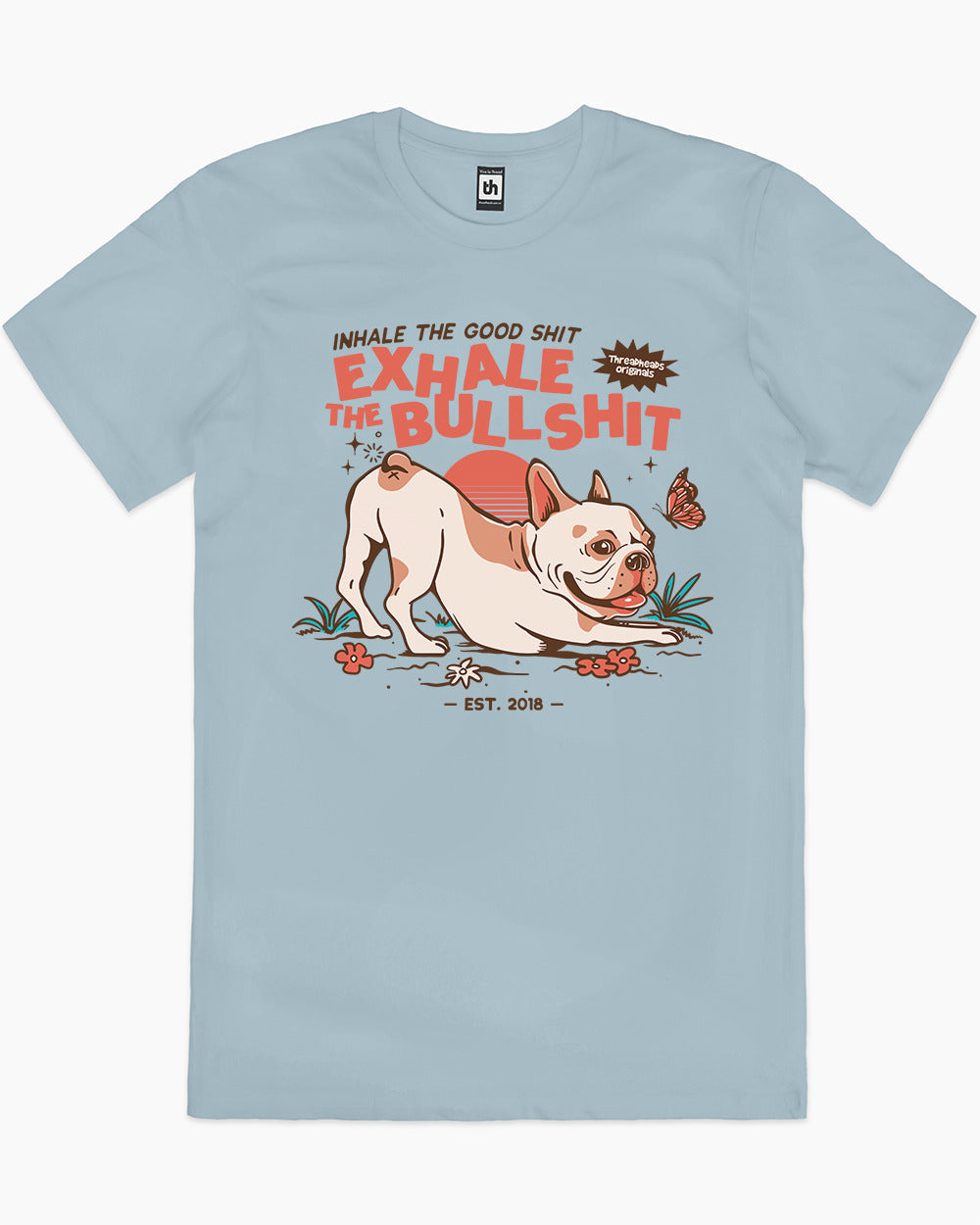 Exhale The Bullshit T-Shirt Australia Online #colour_pale blue