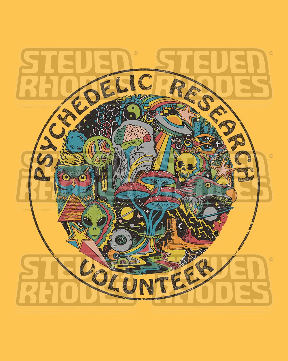Psychedelic Research Volunteer T-Shirt Australia Online #colour_yellow