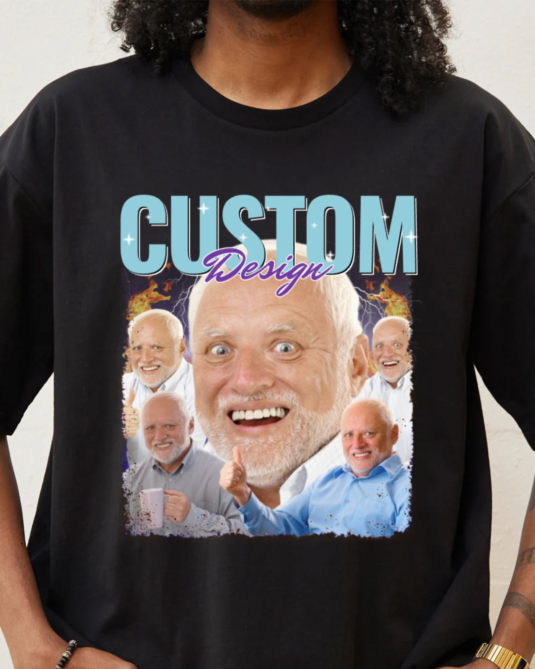 Custom bootleg photo t-shirt printed with a personal photo