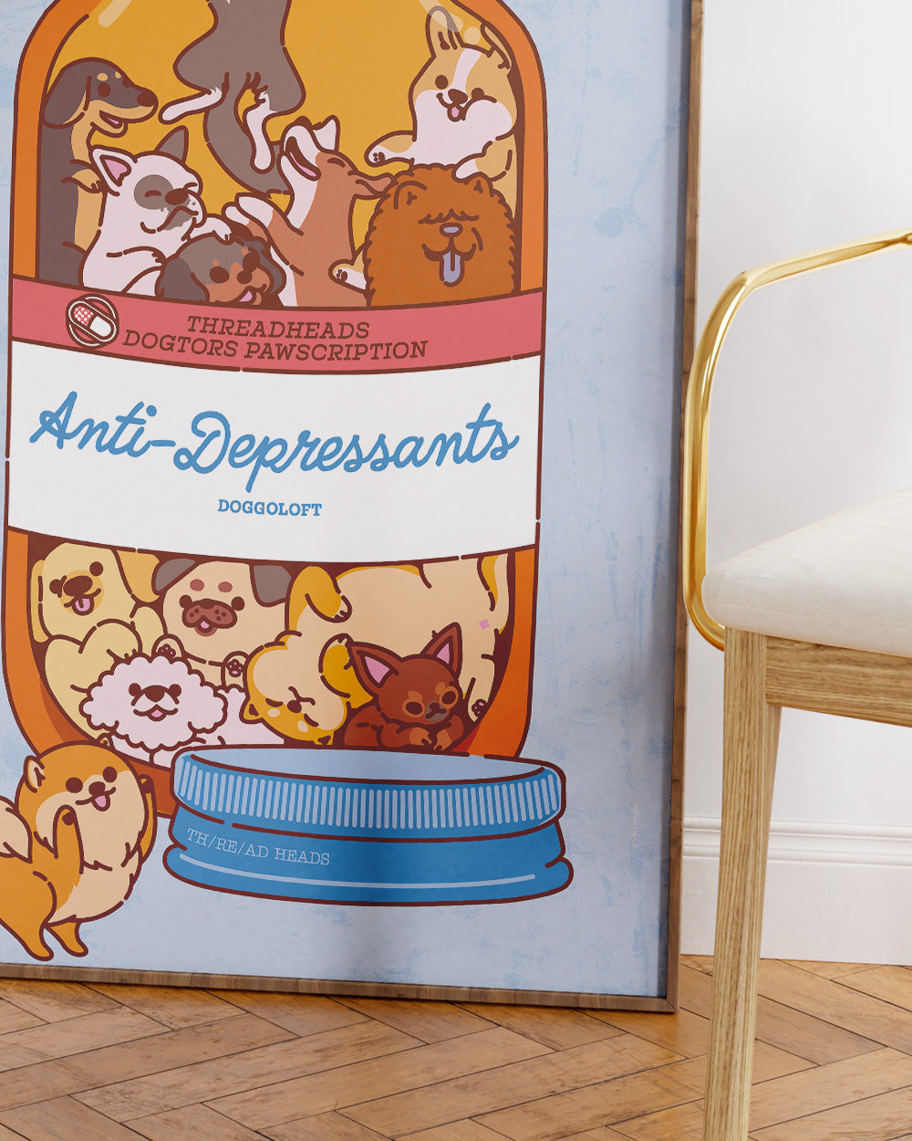 Anti-Depressants Dog Edition Art Print Australia Online #colour_blue