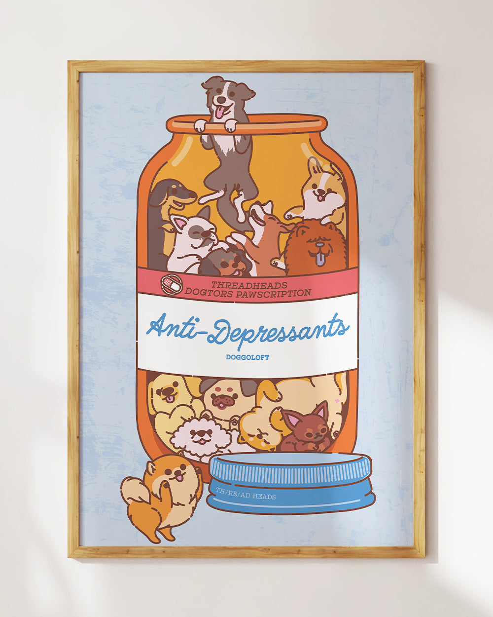 Anti-Depressants Dog Edition Art Print Australia Online #colour_blue