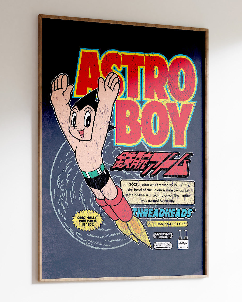 Astro Boy Vintage Art Print #colour_Petrol Blue