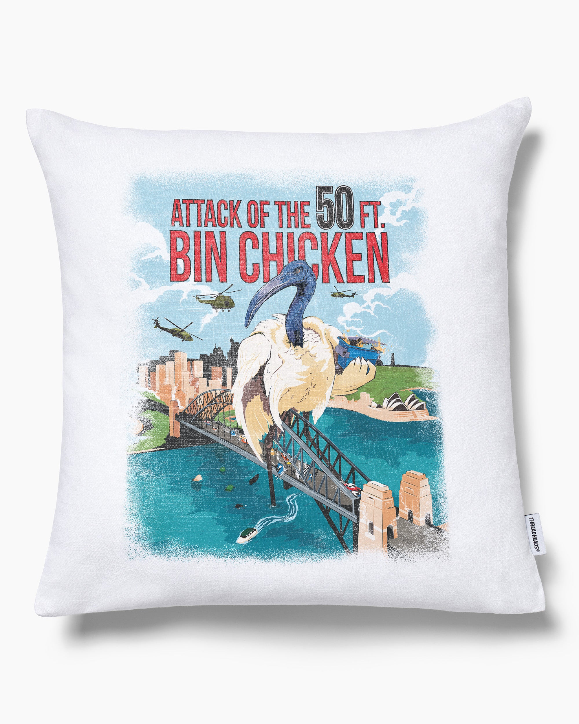 Attack of the 50ft Bin Chicken Cushion