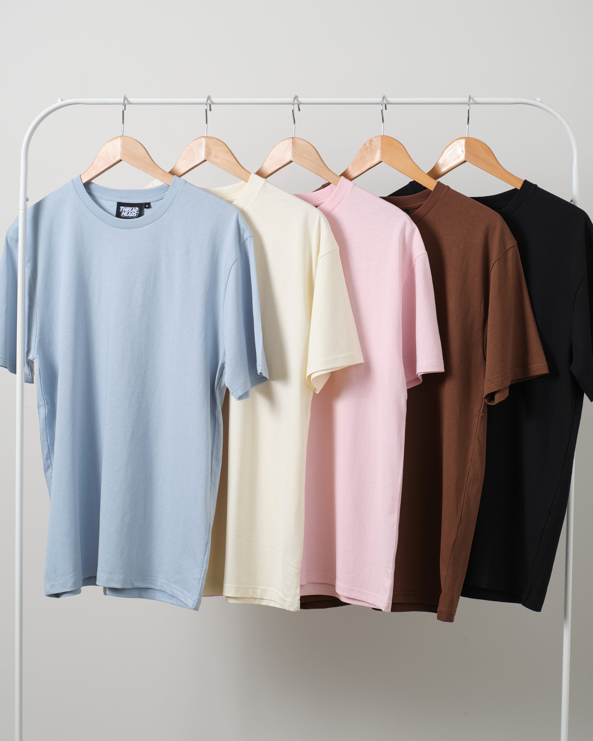 Classic Tee 5 Pack: Pale Blue, Natural, Pink, Brown, Black  Australia Online 