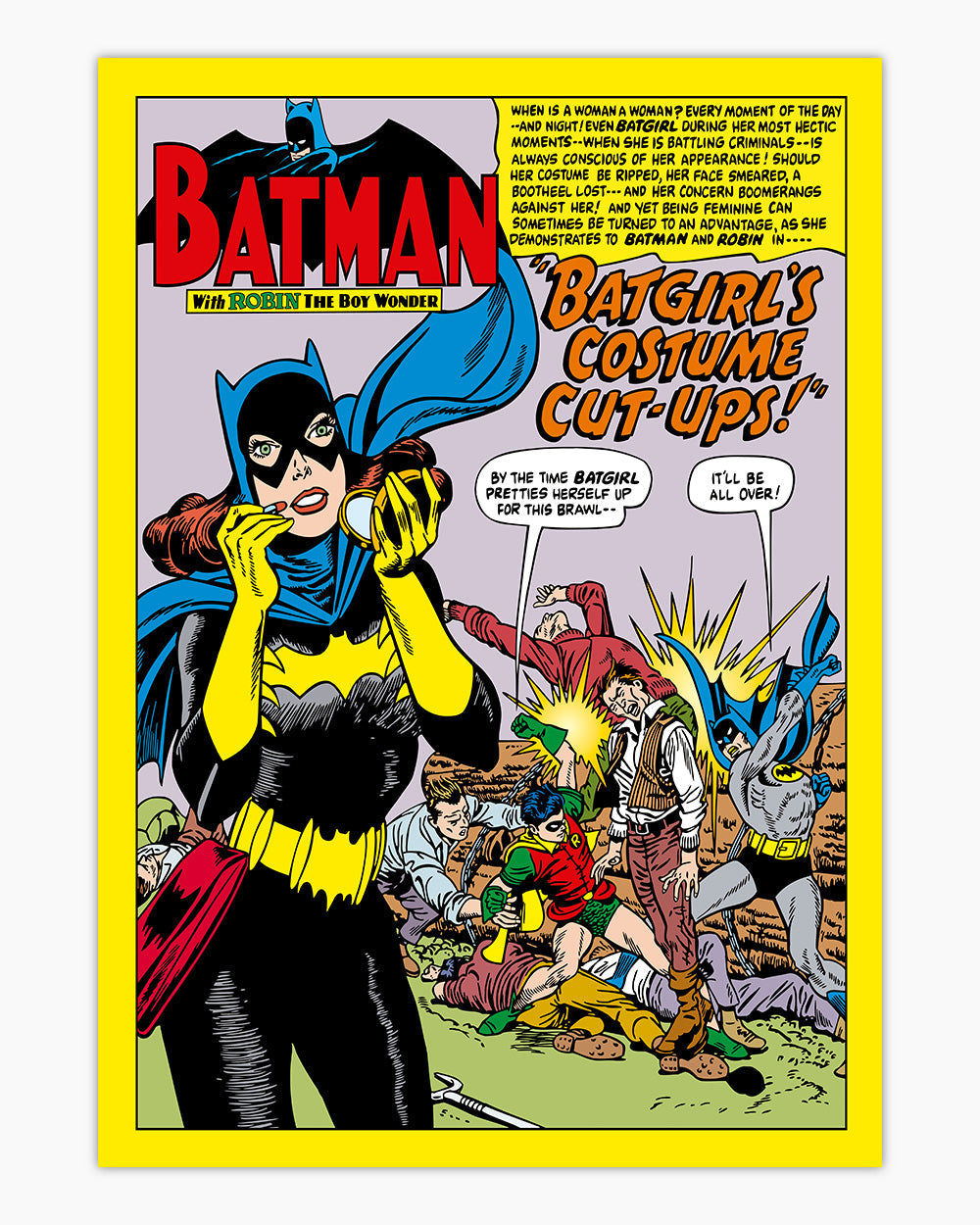 Batgirls Costume Art Print #colour_Yellow