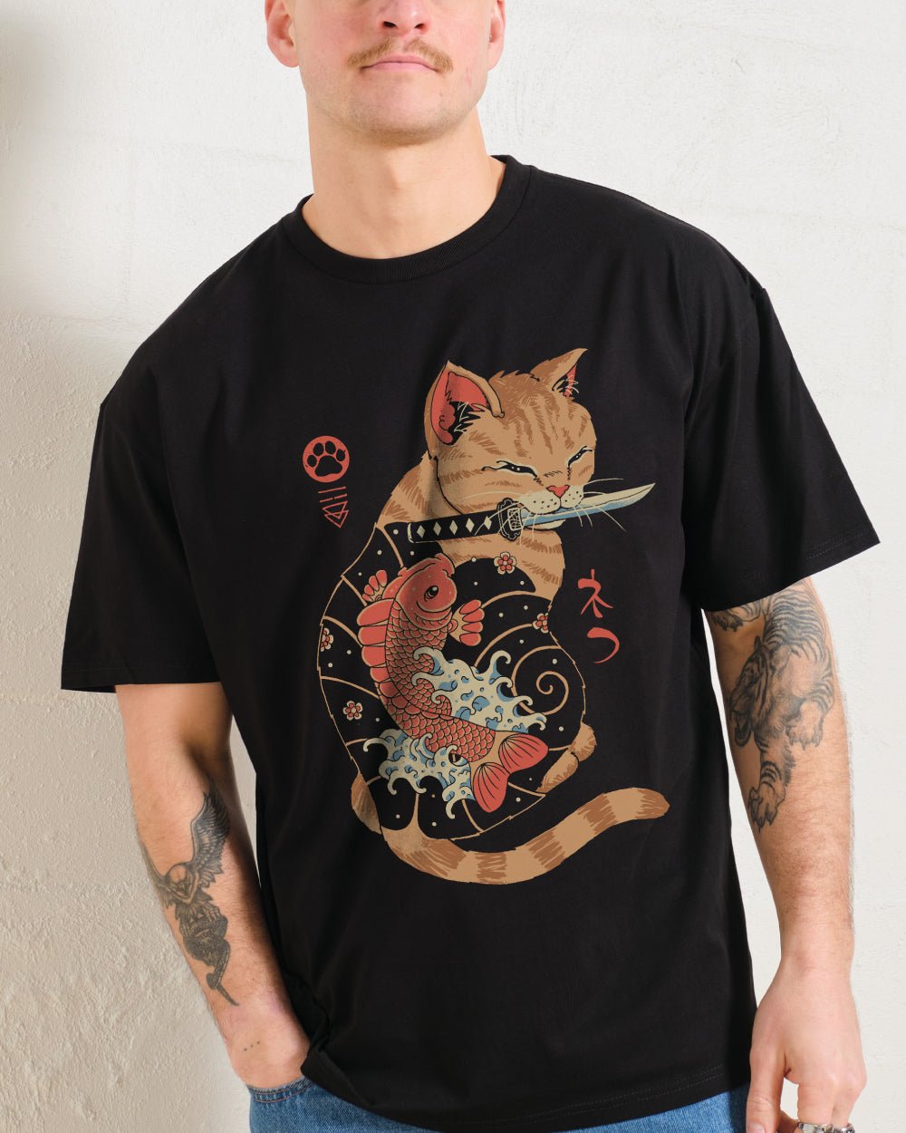 Carp Tattooed Cat T-Shirt