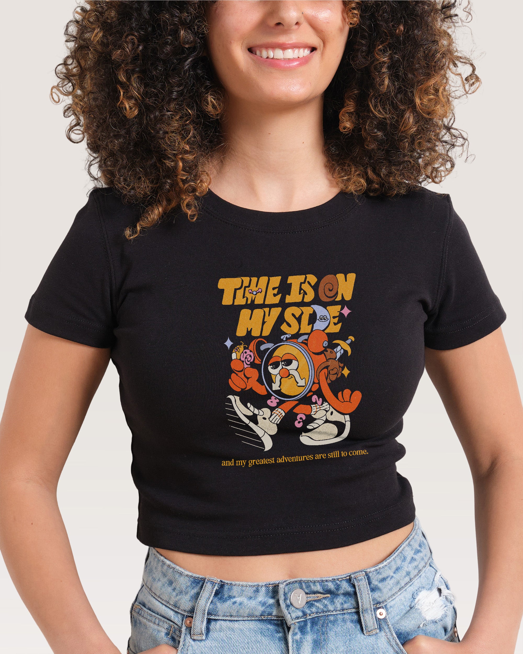 Time is on My Side Black Baby Tee