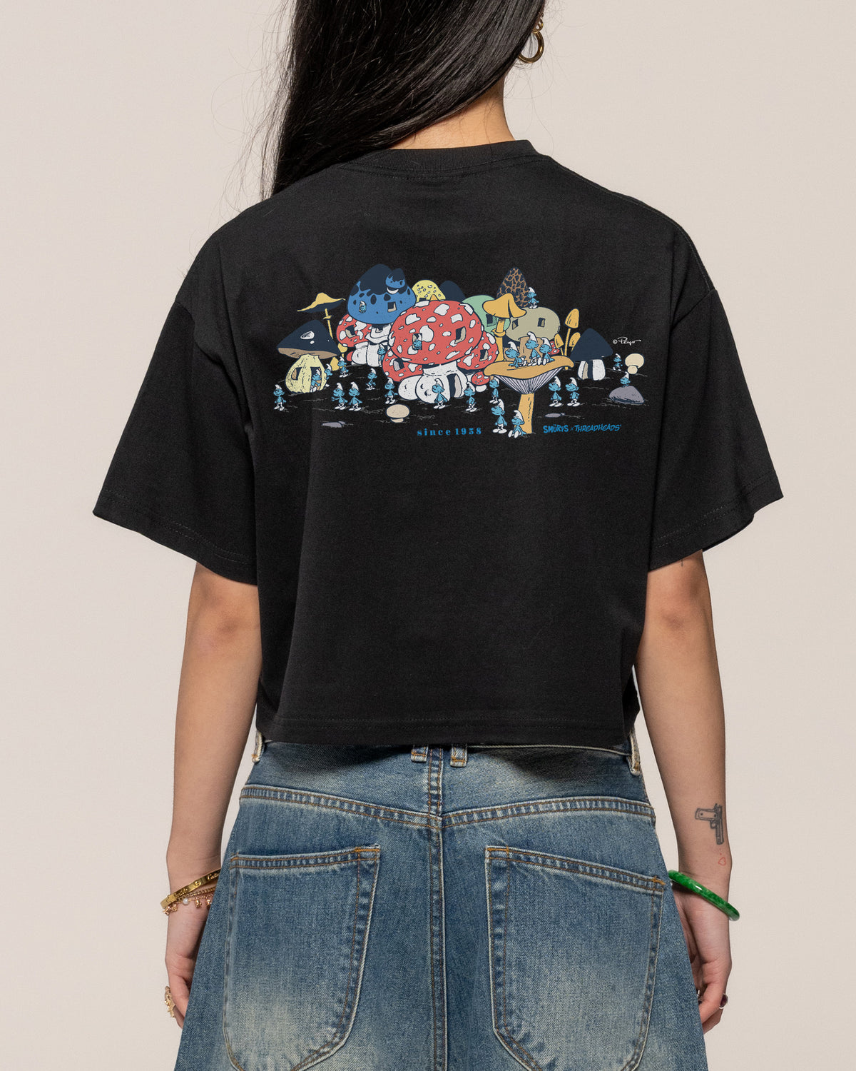 The Vintage Village Black Crop Tee