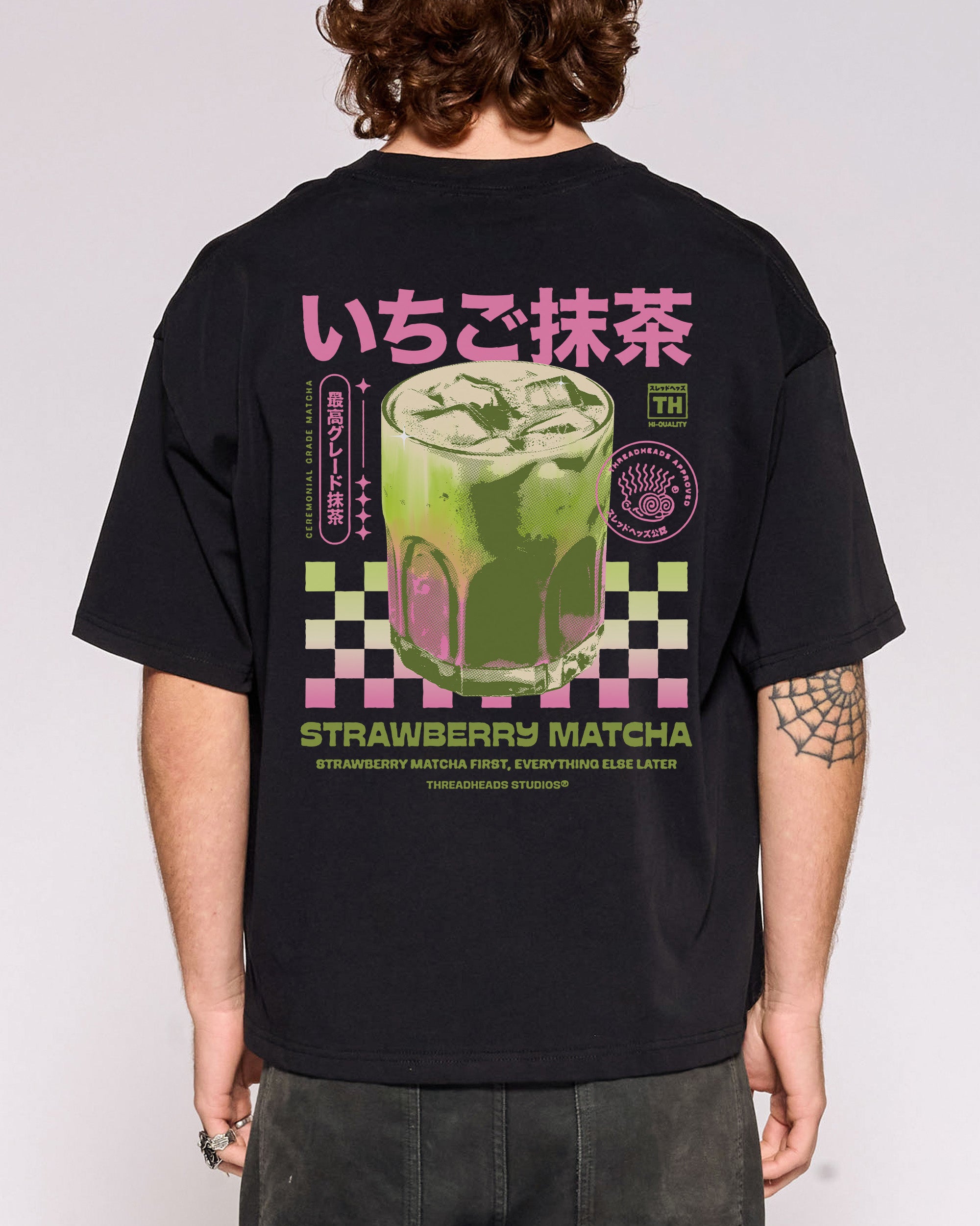 Strawberry Matcha Oversized Crop Tee