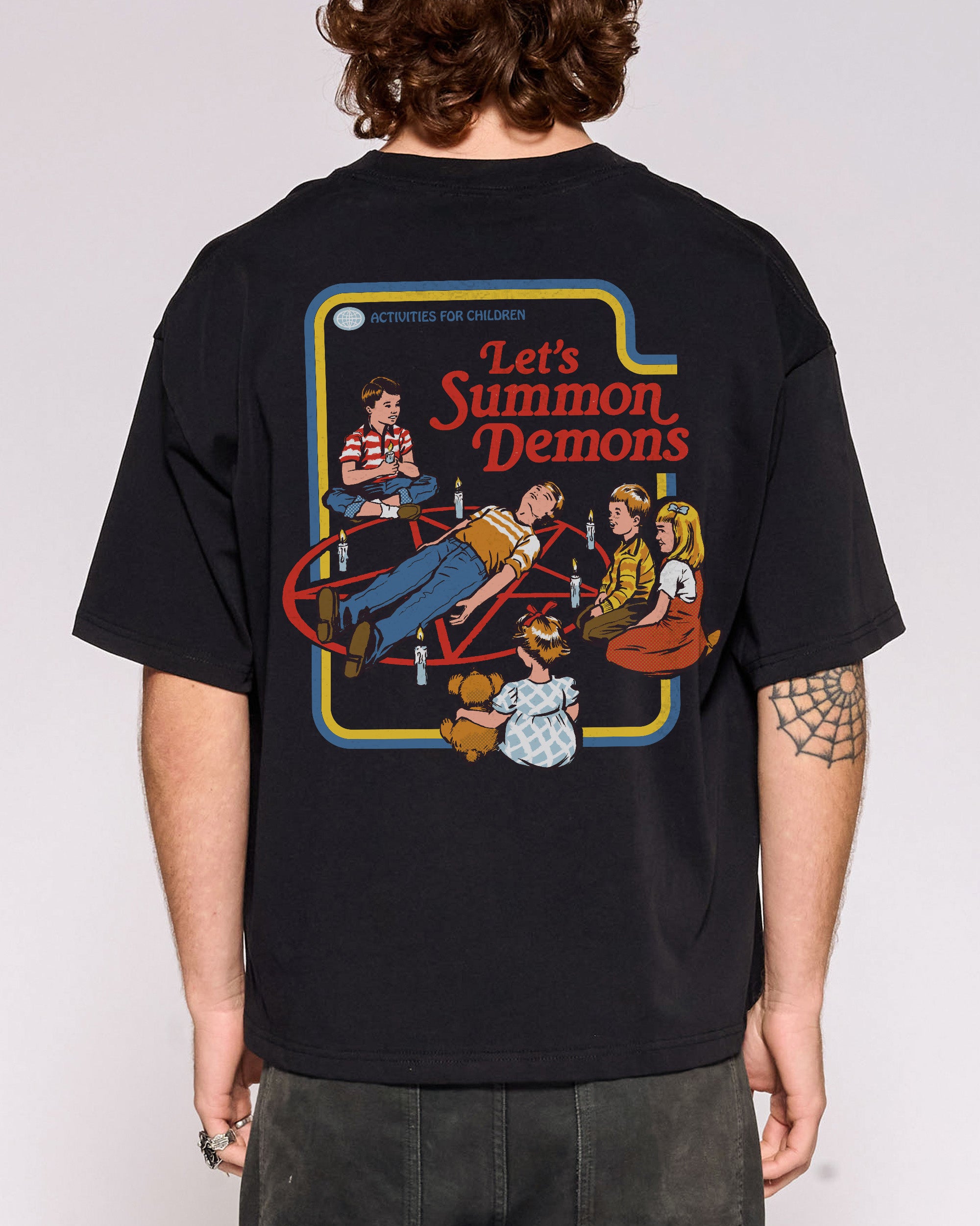 Let's Summon Demons Black Oversized Crop Tee