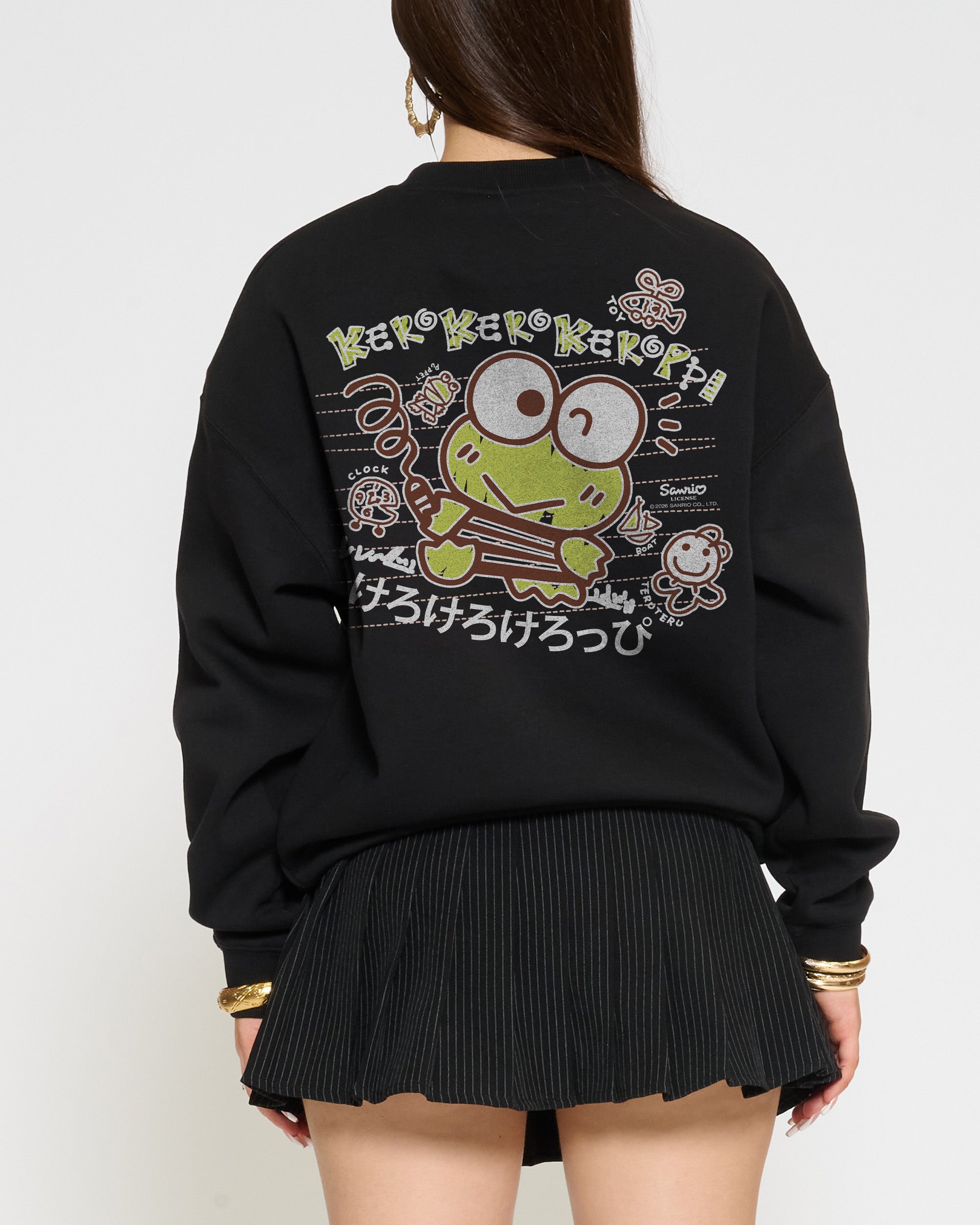 Keroppi Scribble Sweatshirt Official Hello Kitty and Friends collab Threadheads
