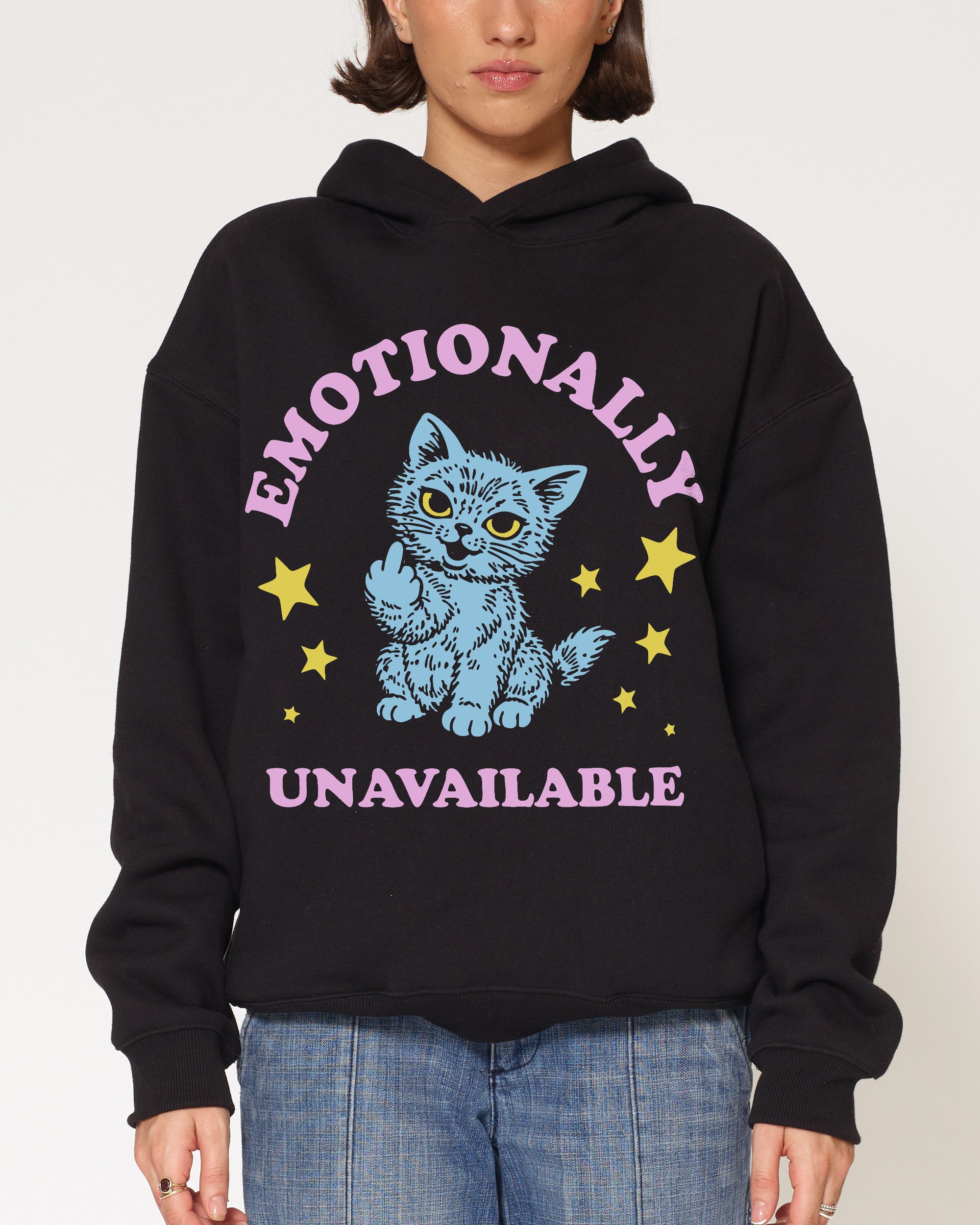Emotionally Unavailable Cat Black Hoodie