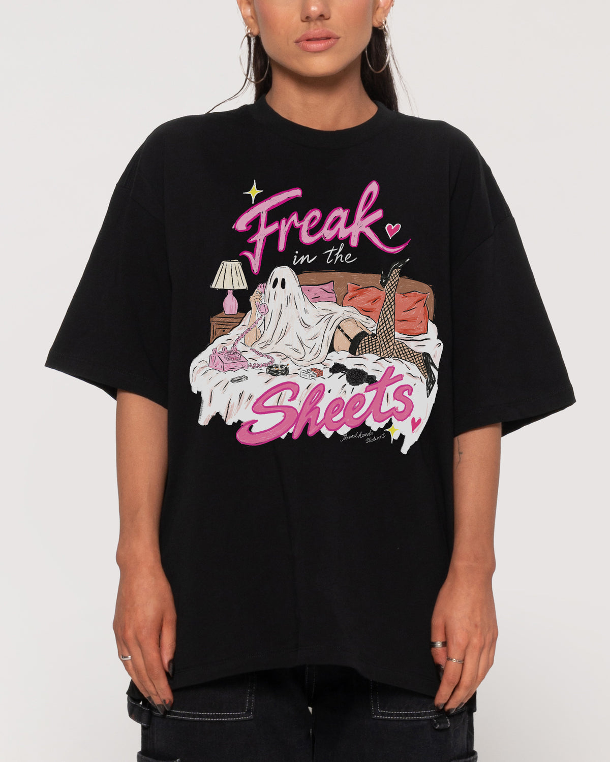 Freak in the Sheets Ghost Black Oversized Tee