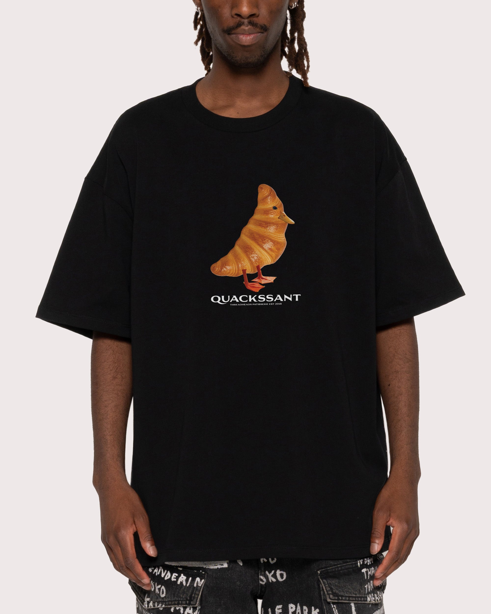 Quackssant Black Oversized Tee