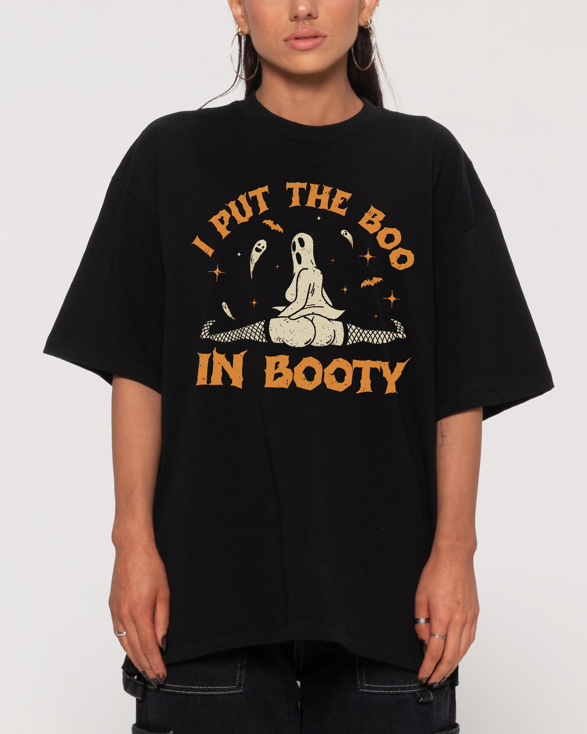 Boo in Booty Black Oversized Tee