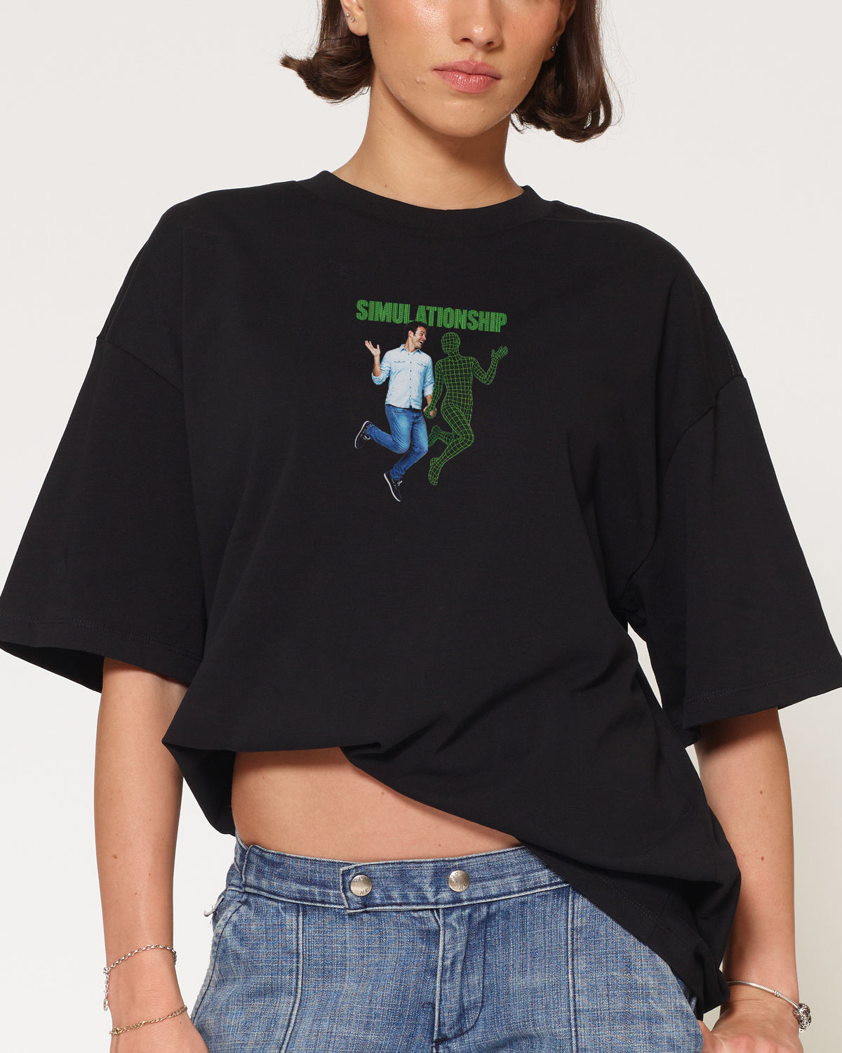 Simulationship Black Oversized Tee