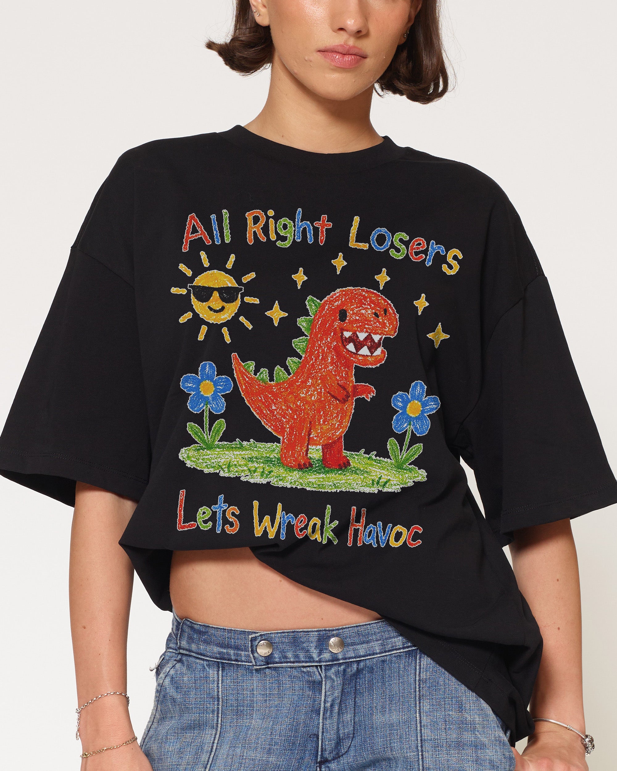 Lets Wreak Havoc Black Oversized Tee