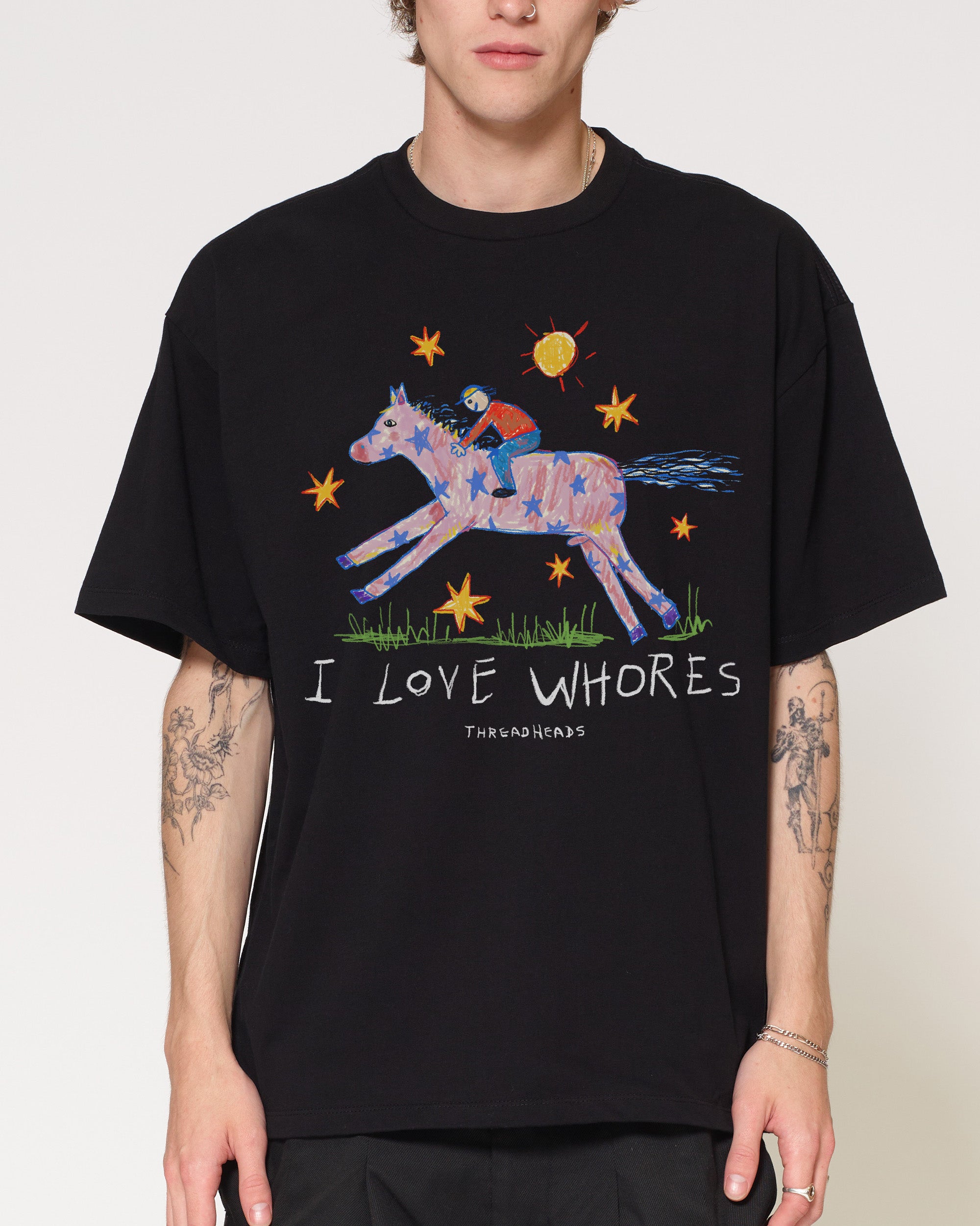 I Love Whores Black Oversized Tee