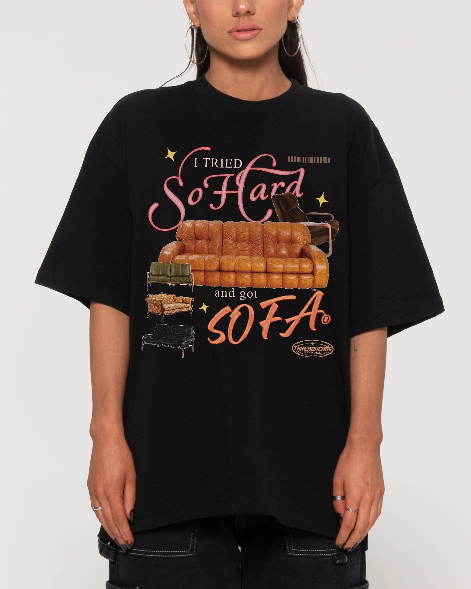 I Tried So Hard and Got Sofa Black Oversized Tee