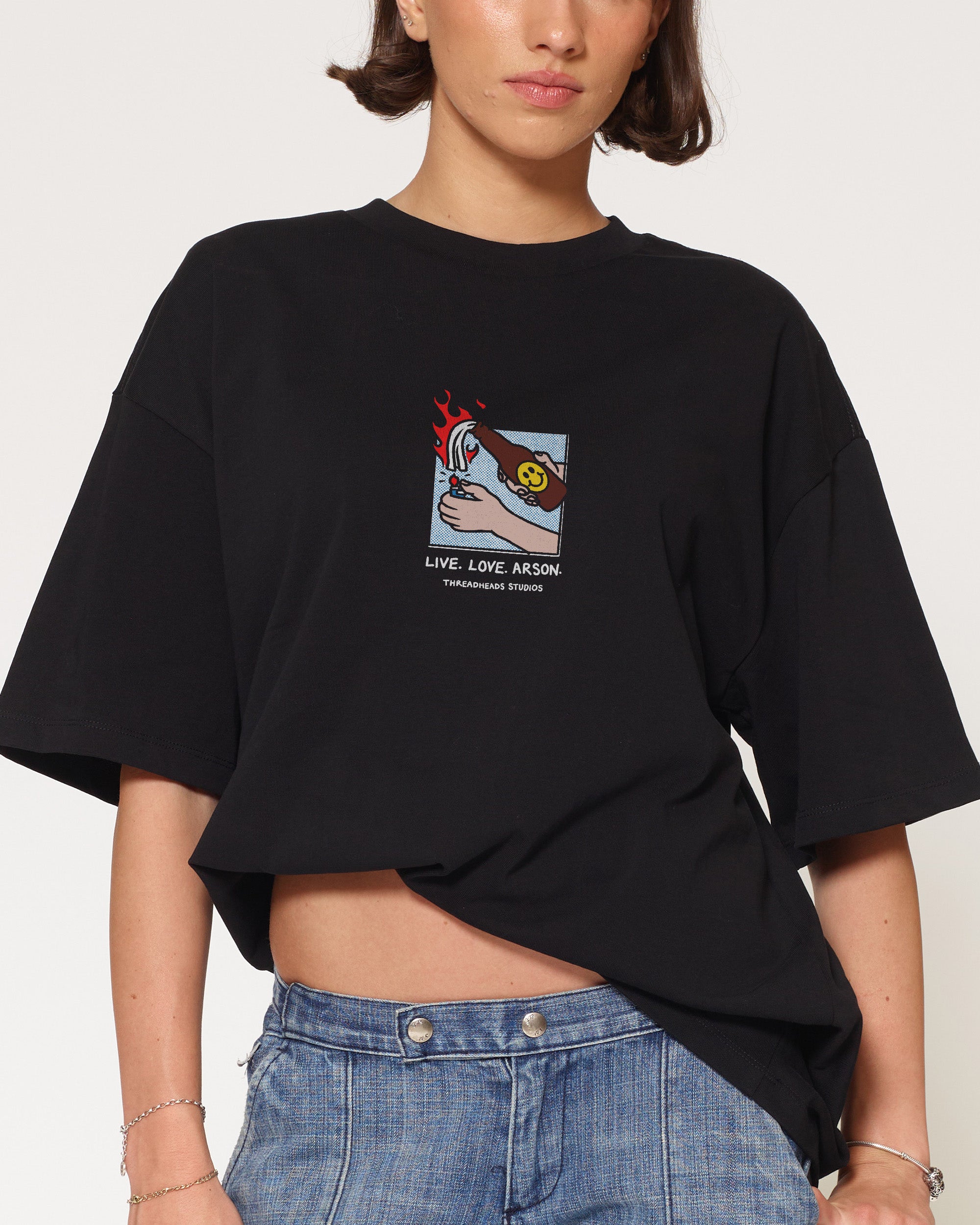 Live. Love. Arson Black Oversized Tee