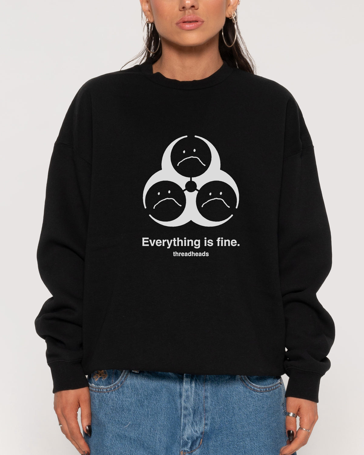 Everything Is Fine Biohazard Black Sweatshirt