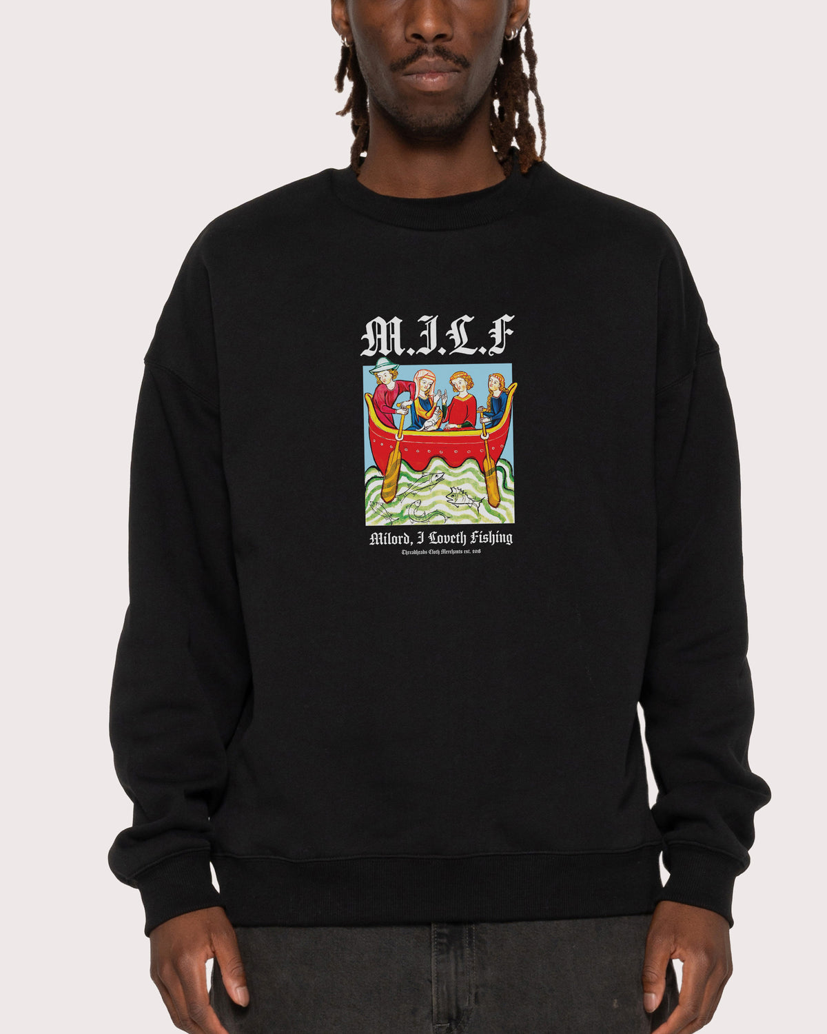 Milord, I Love Fishing Black Sweatshirt