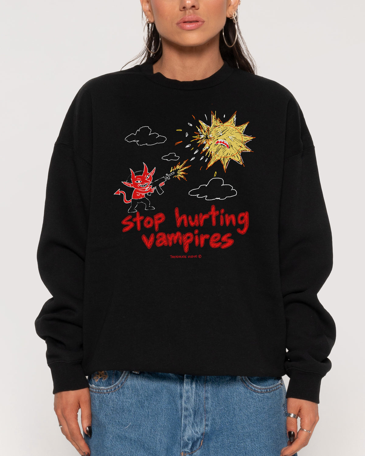 Stop Hurting Vampires Black Sweatshirt