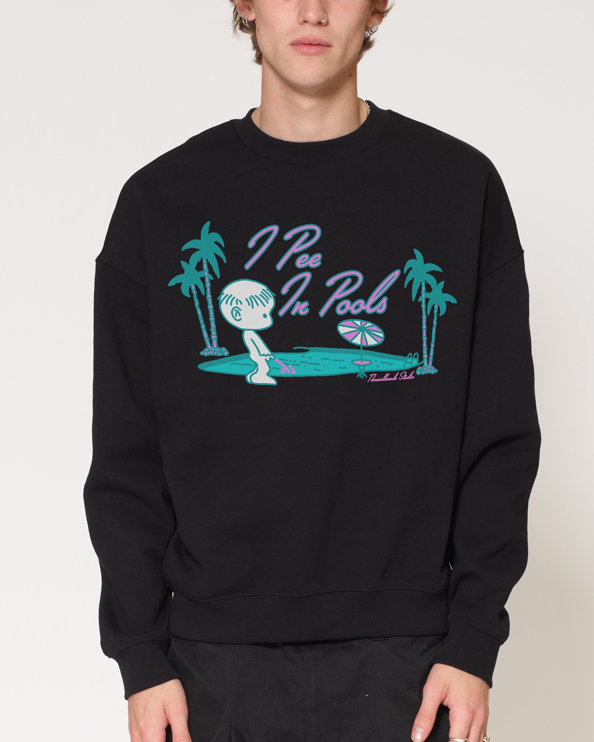 I Pee In Pools Black Sweatshirt