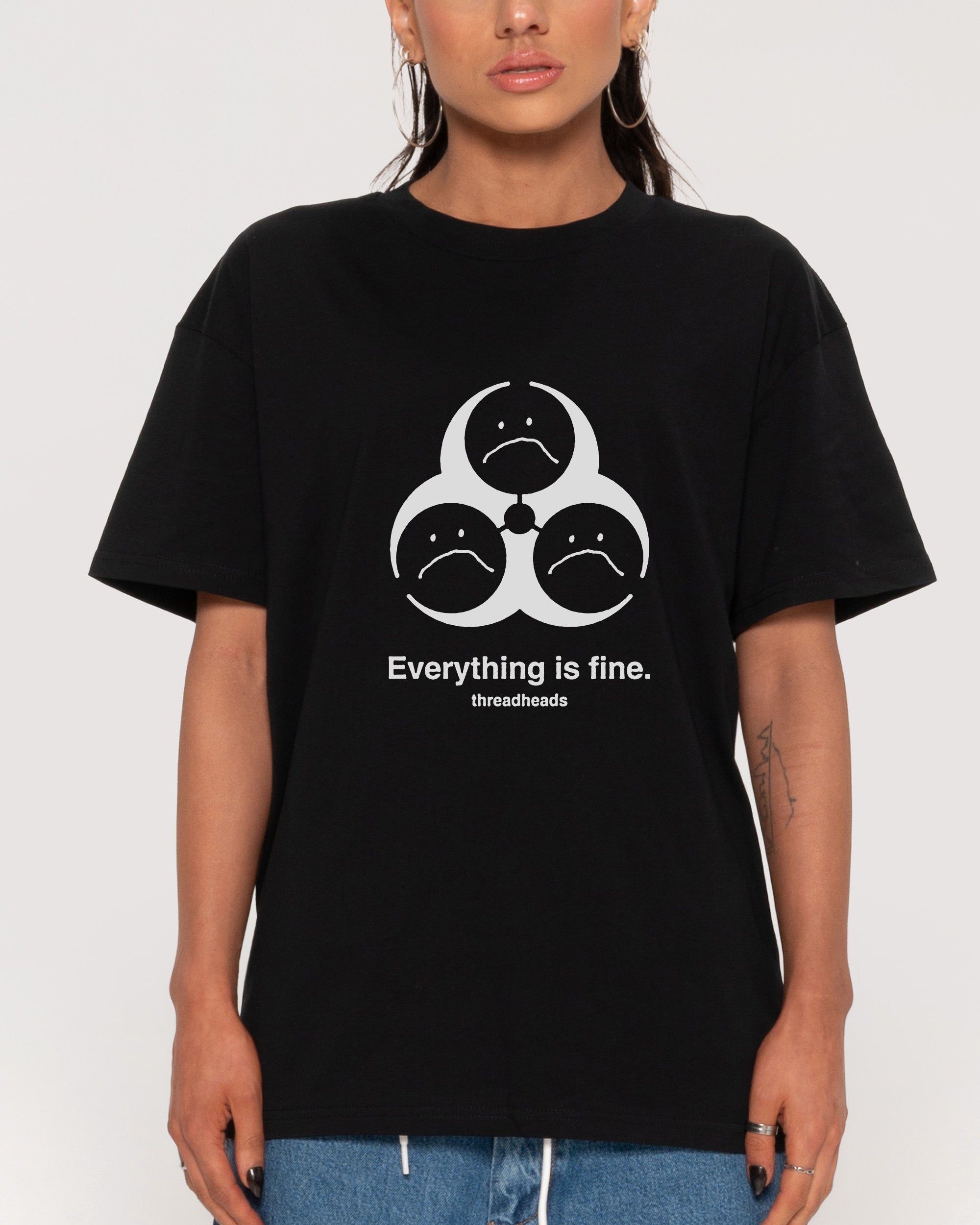Everything Is Fine Biohazard Black T-Shirt