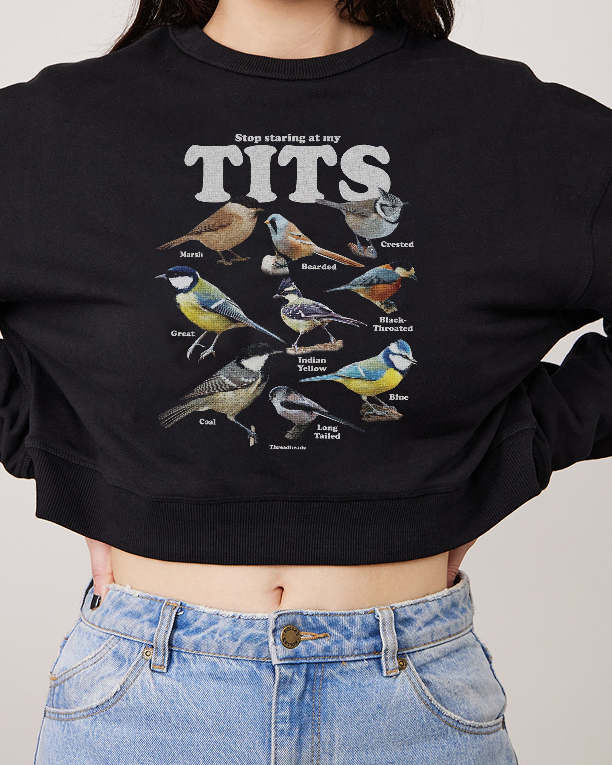 Stop Staring At My Tits Crop Jumper Australia Online Black