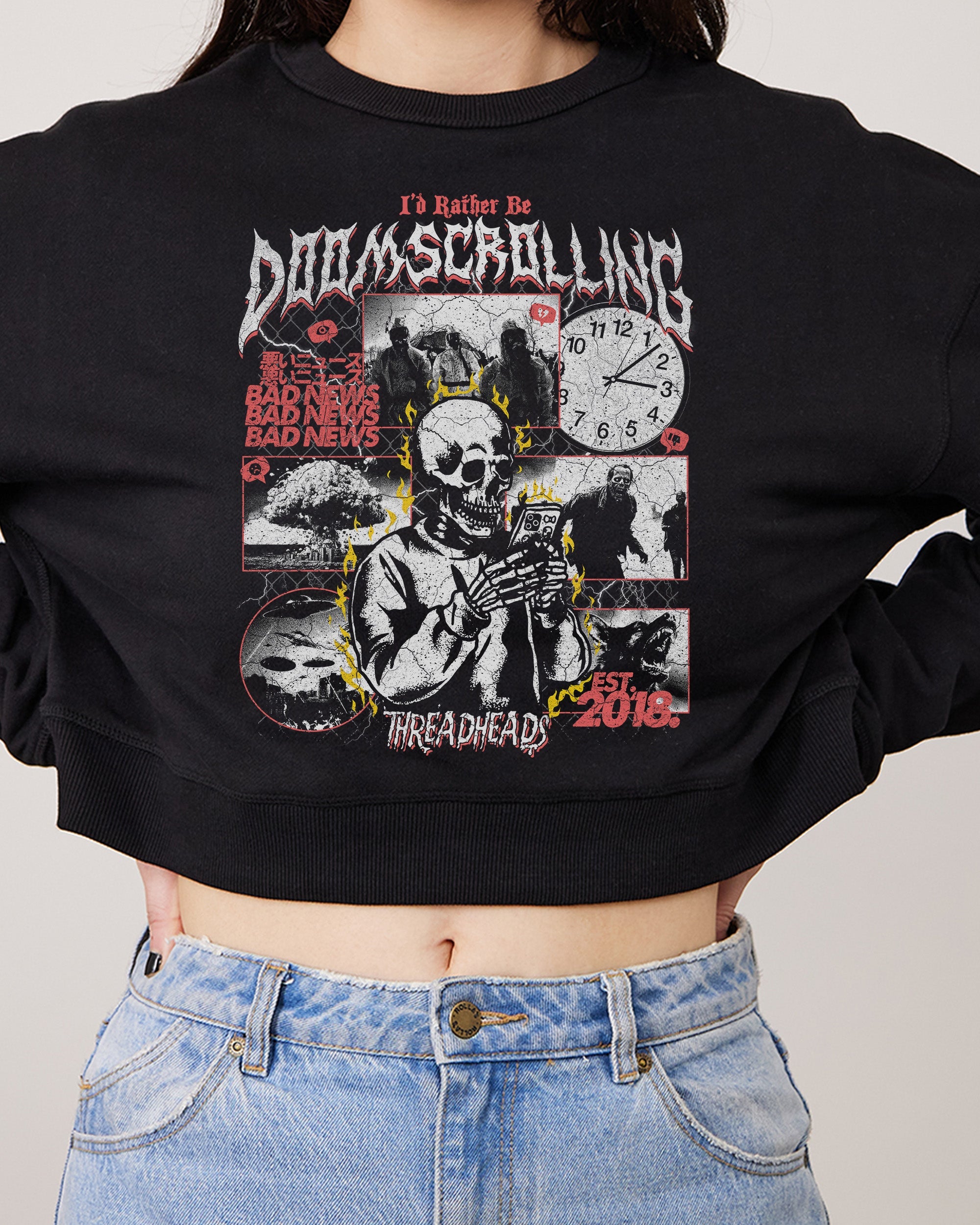 I’d Rather Be Doom Scrolling Crop Jumper Australia Online Black