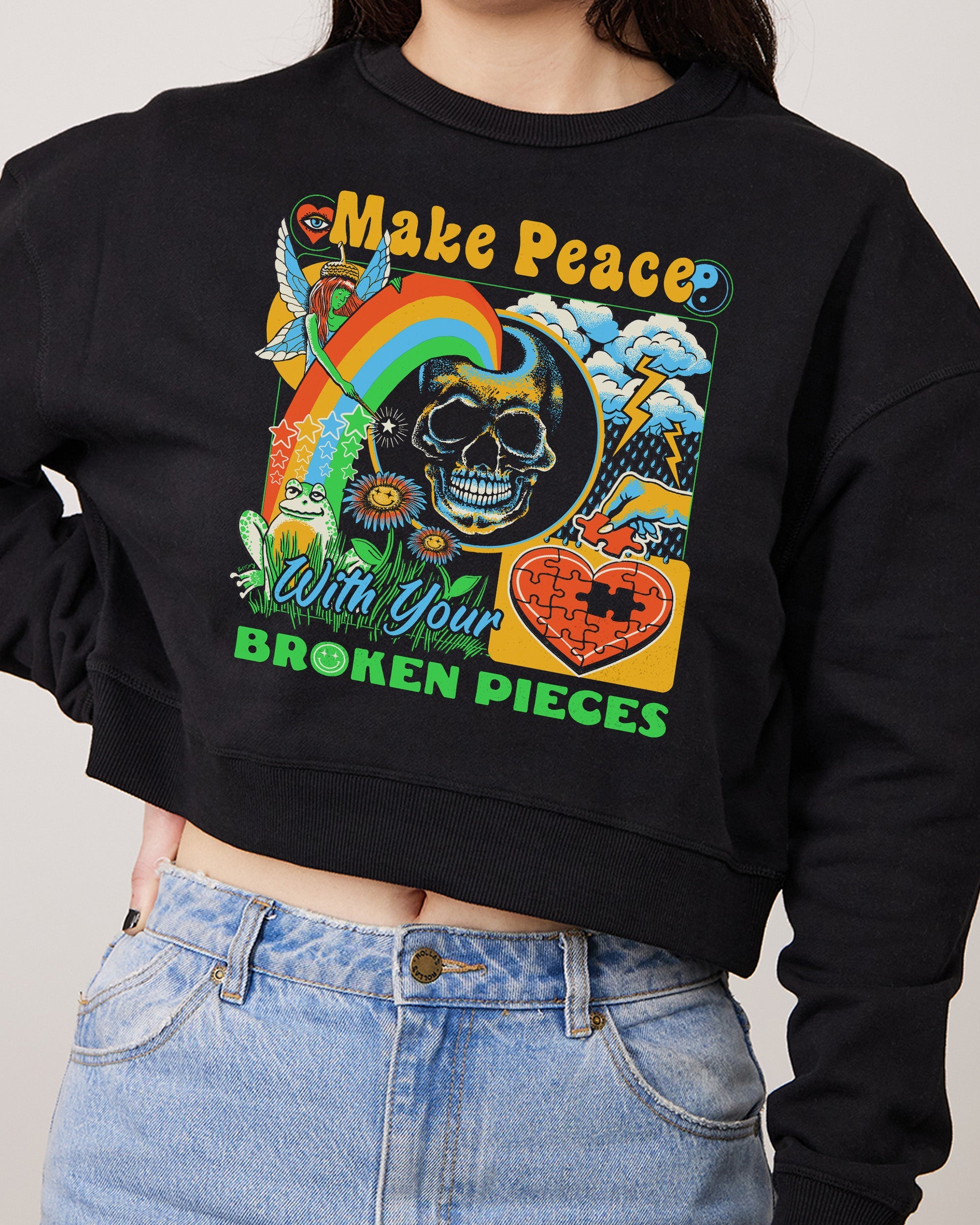 Make Peace Crop Jumper Australia Online Black