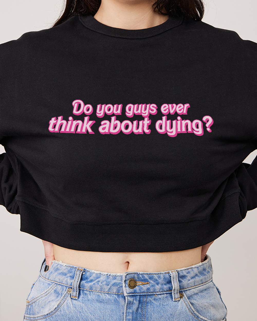 Ever Think About Dying? Crop Jumper Australia Online #colour_black