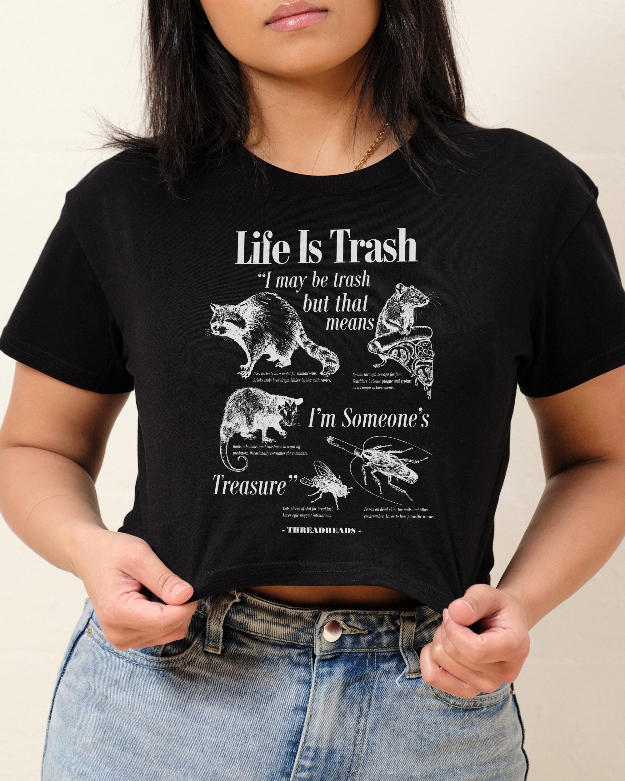 Life Is Trash Crop Tee Australia Online Black