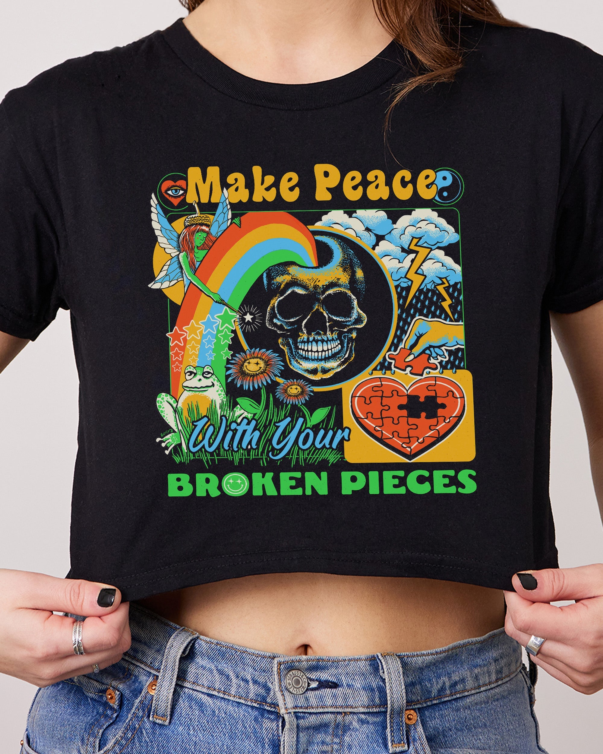 Make Peace Crop Tee Australia Online Black