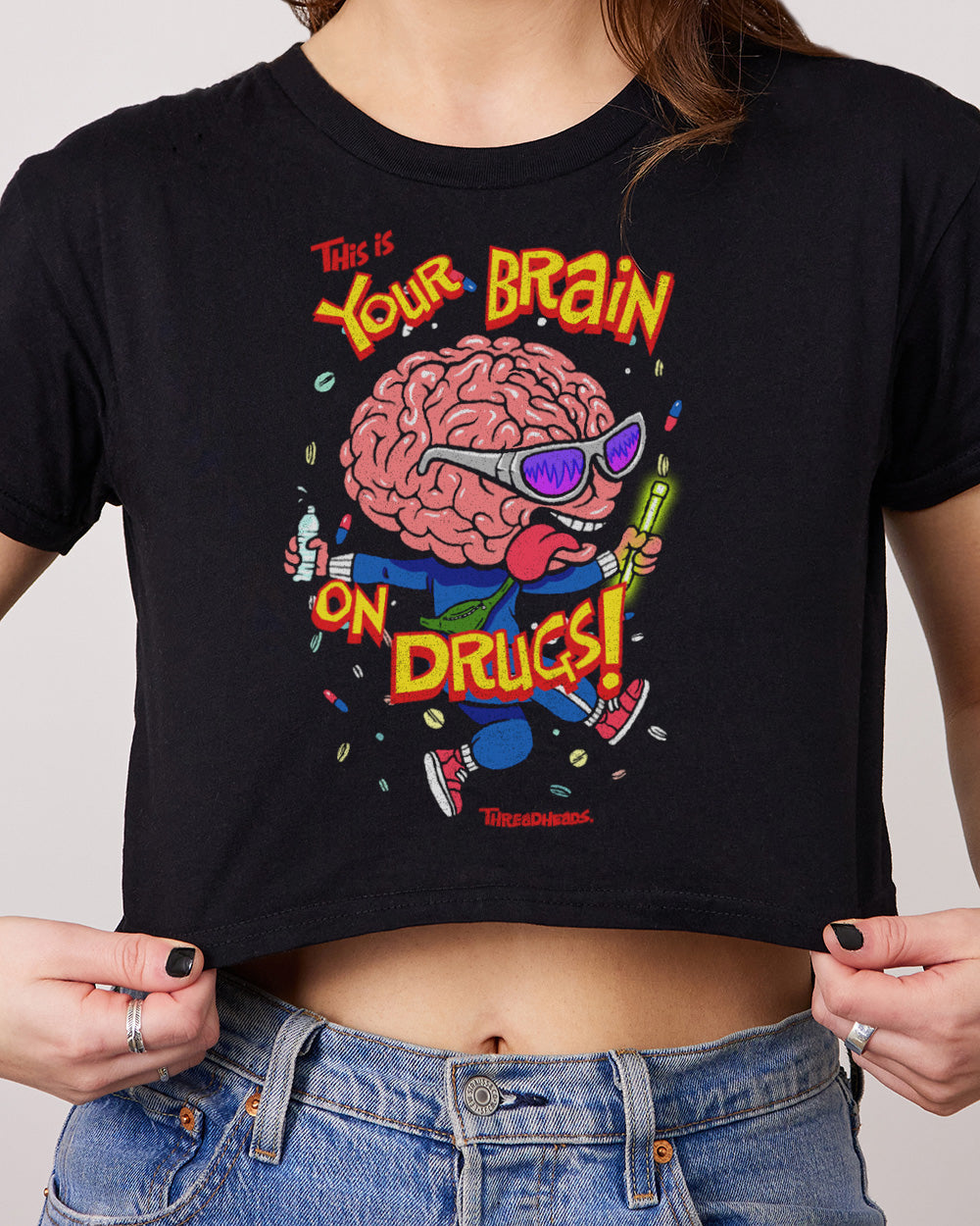 Your Brain On Drugs Crop Tee Australia Online #colour_black