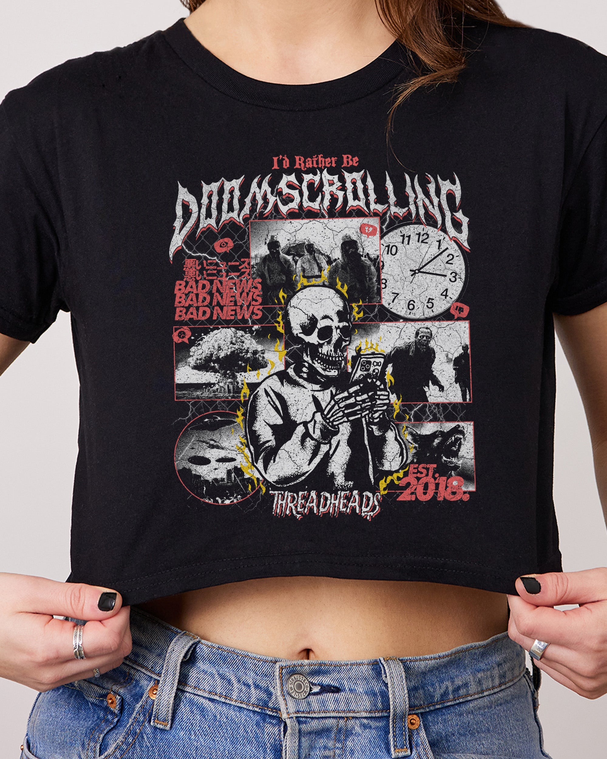 I’d Rather Be Doom Scrolling Crop Tee Australia Online Black