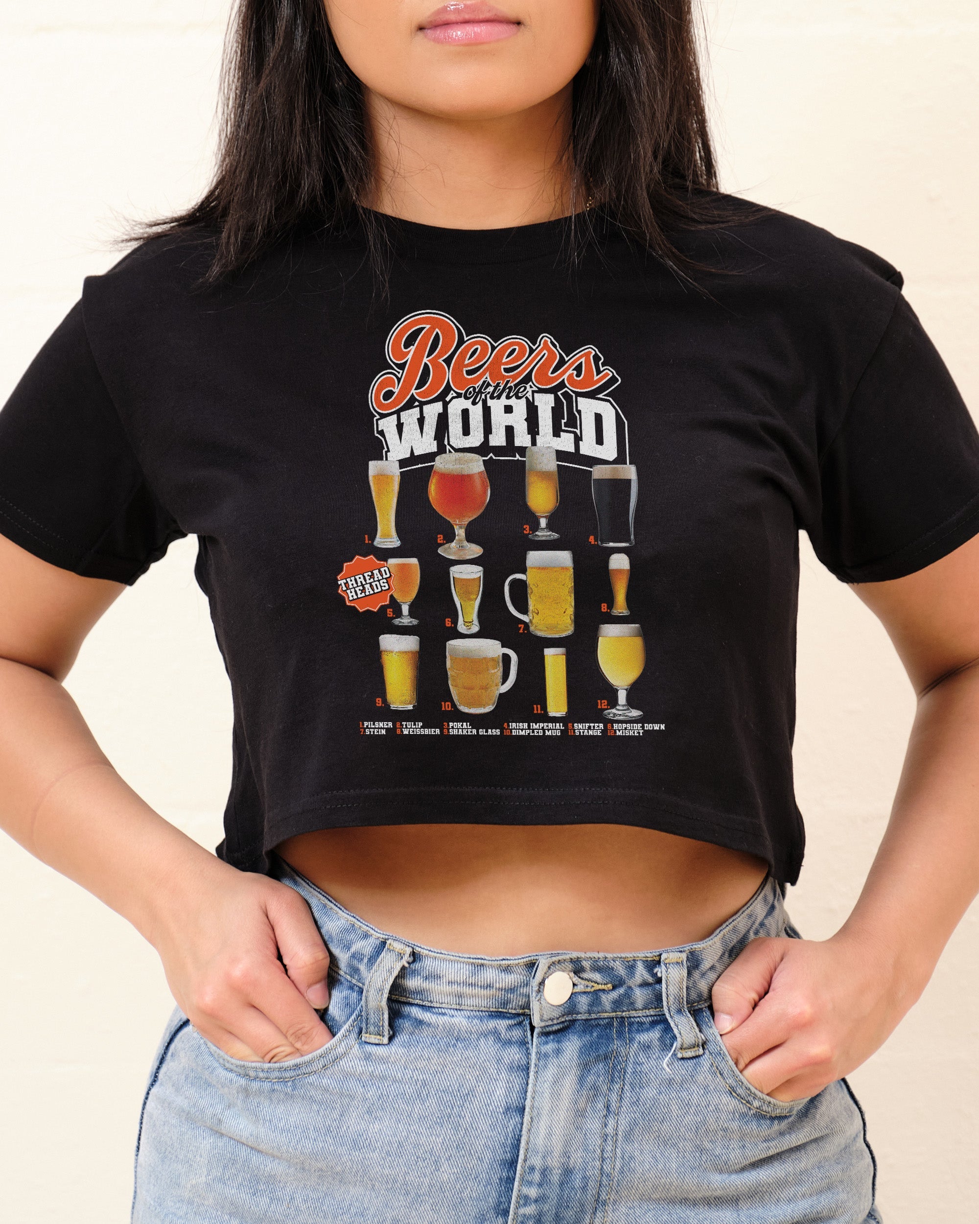 Beers of the World Crop Tee Australia Online Black