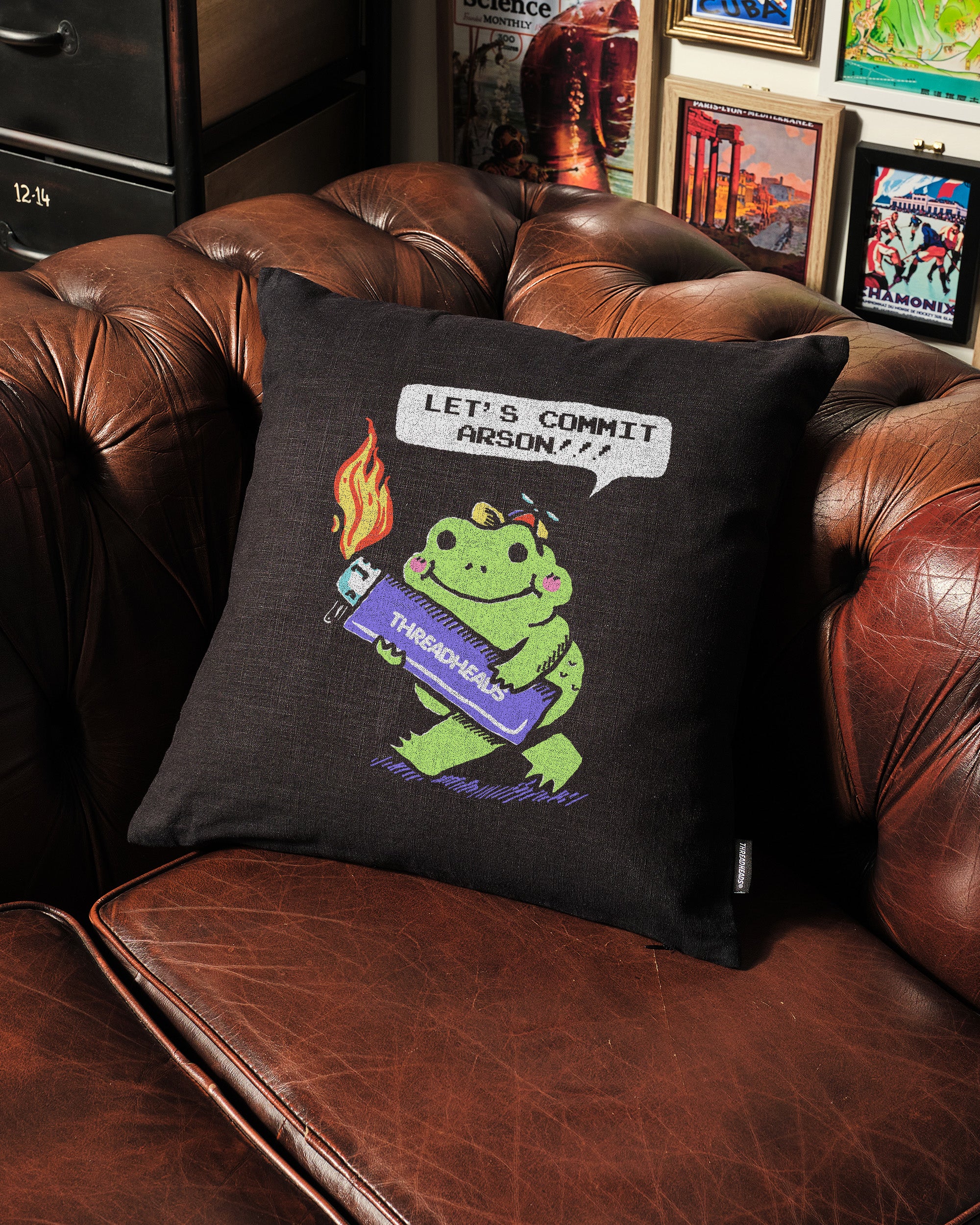 Let's Commit Arson Cushion Australia Online Black