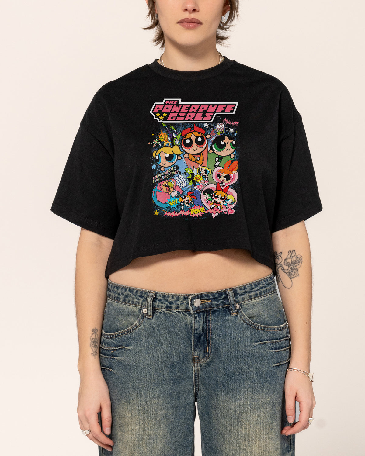 Powerpuff Girls Vintage Black Crop Tee