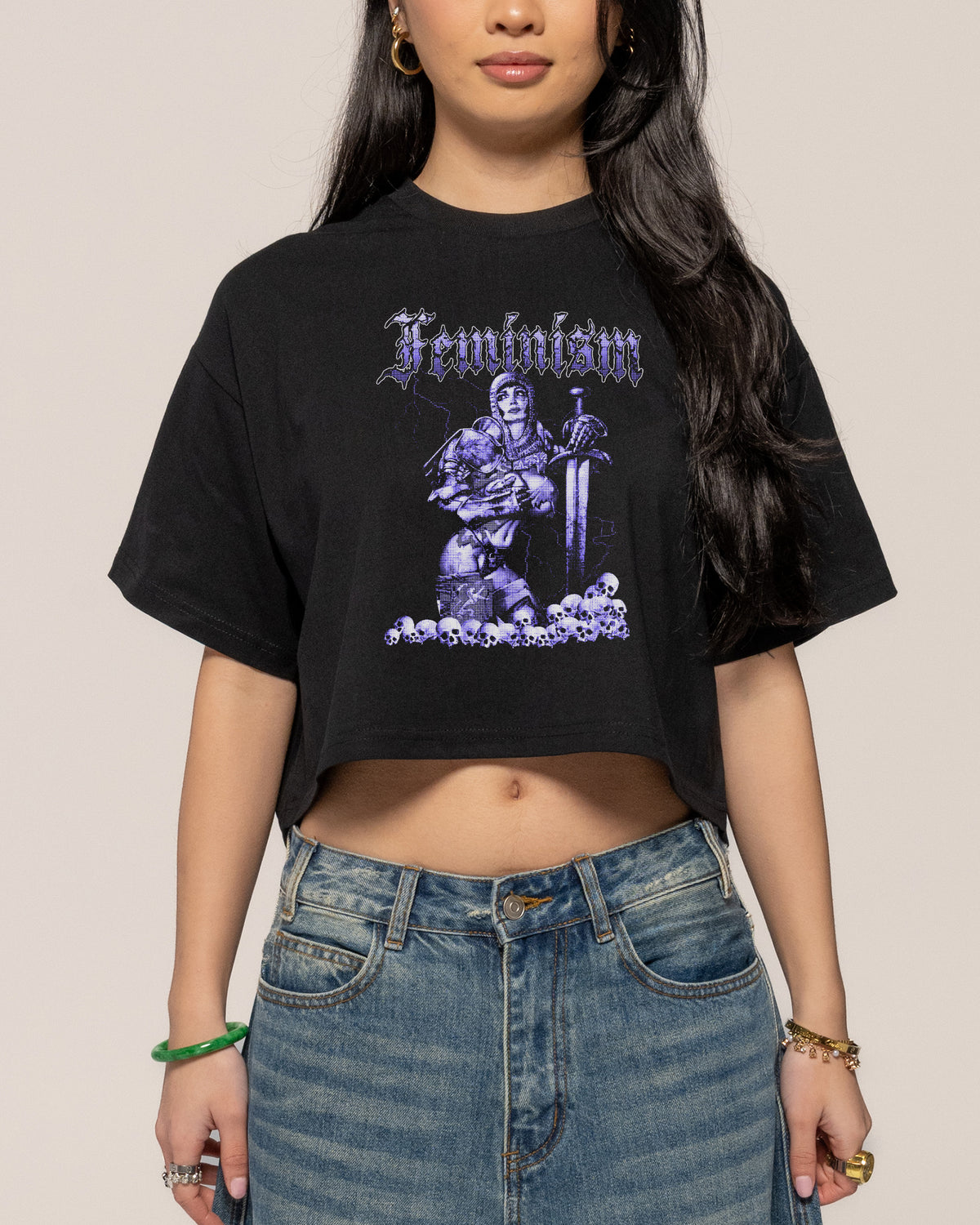 Feminism Black Crop Tee